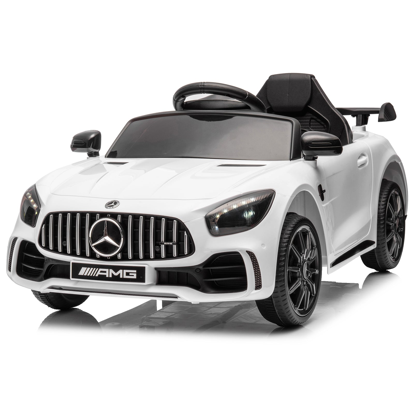 Joymor 12V Kids Ride On Car 2.4G Remote Control, Licensed Mercedes Benz AMG GTR 12V Battery Powered Electric Vehicle