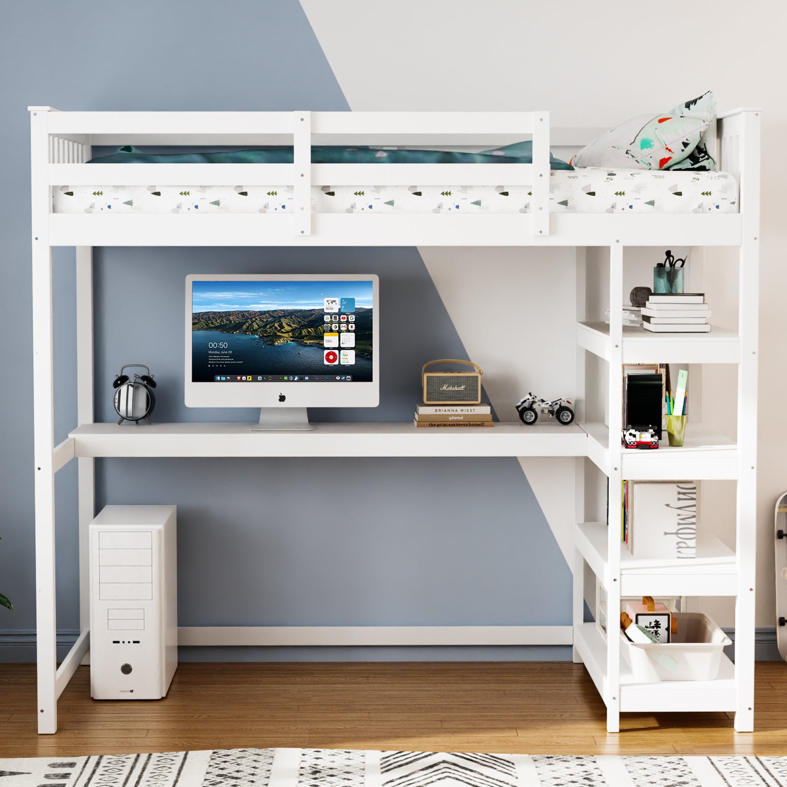 JOYMOR Kids Bunk Bed with Desk Loft Bed