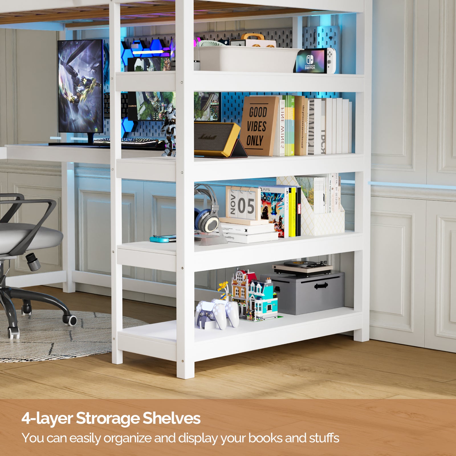 JOYMOR Kids Bunk Bed with Desk Loft Bed