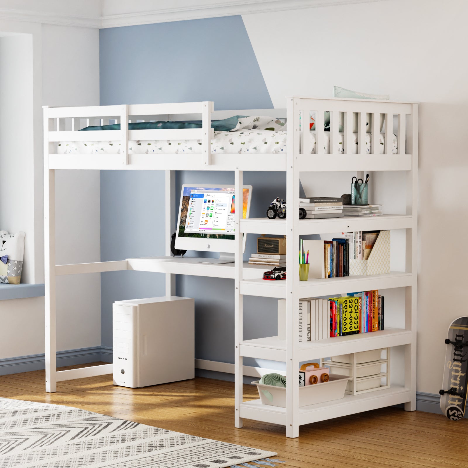 JOYMOR Kids Bunk Bed with Desk Loft Bed