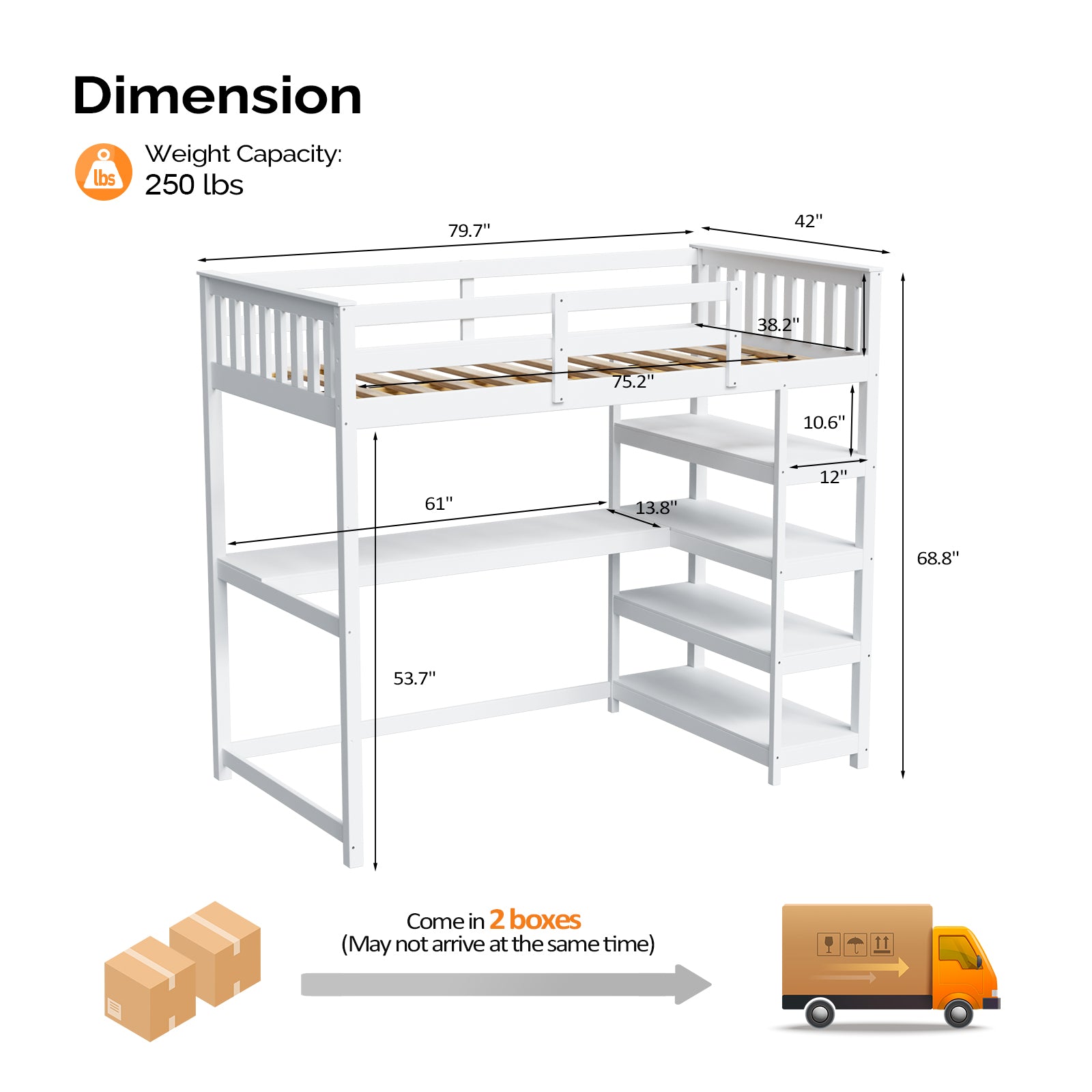 JOYMOR Kids Bunk Bed with Desk Loft Bed