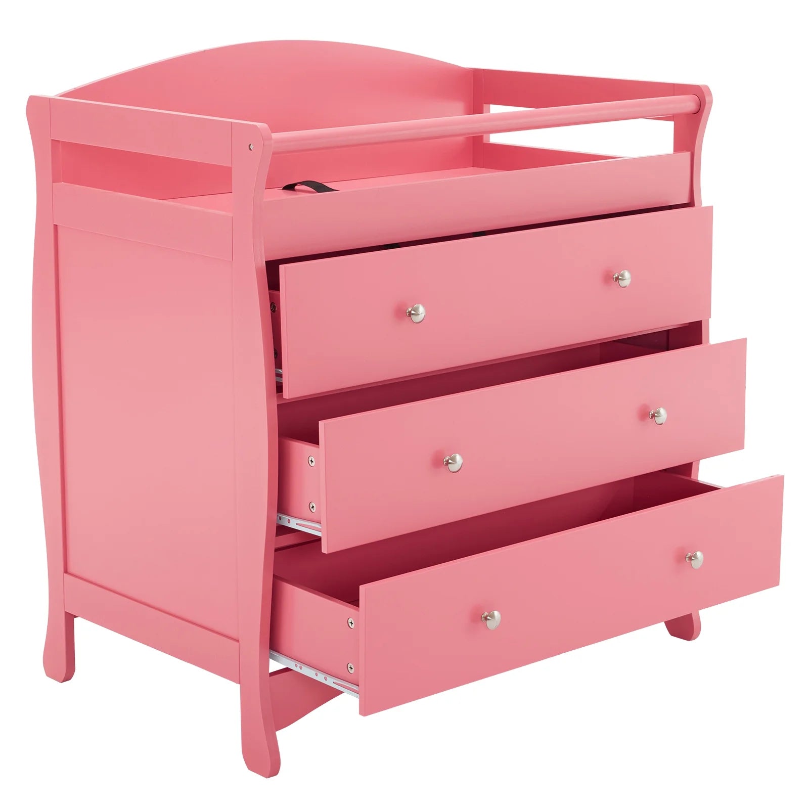 JOYMOR Wooden Diaper Changing Table with 3-Drawer Chest Baby Dresser for Nursery, Infant with Safety Strap,Gray Pink JOYMOR Wooden Diaper Changing Table with 3-Drawer Chest Baby Dresser for Nursery, Infant with Safety Strap,Gray Pink