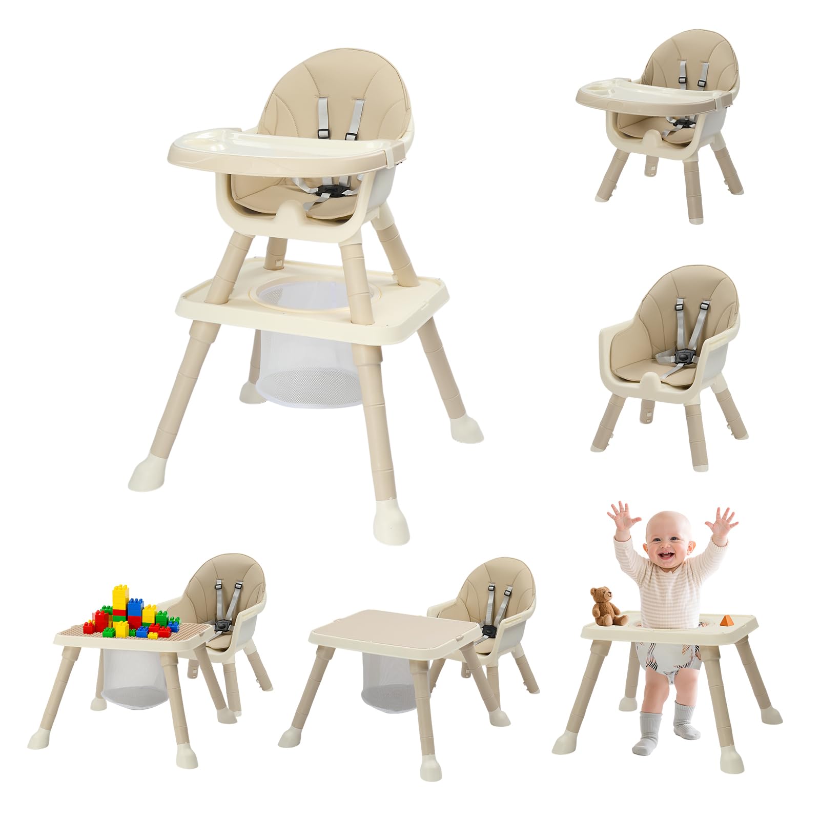 JOYMOR Kids 7 in 1 High Chair Convertible Kids Learning Table and Chair