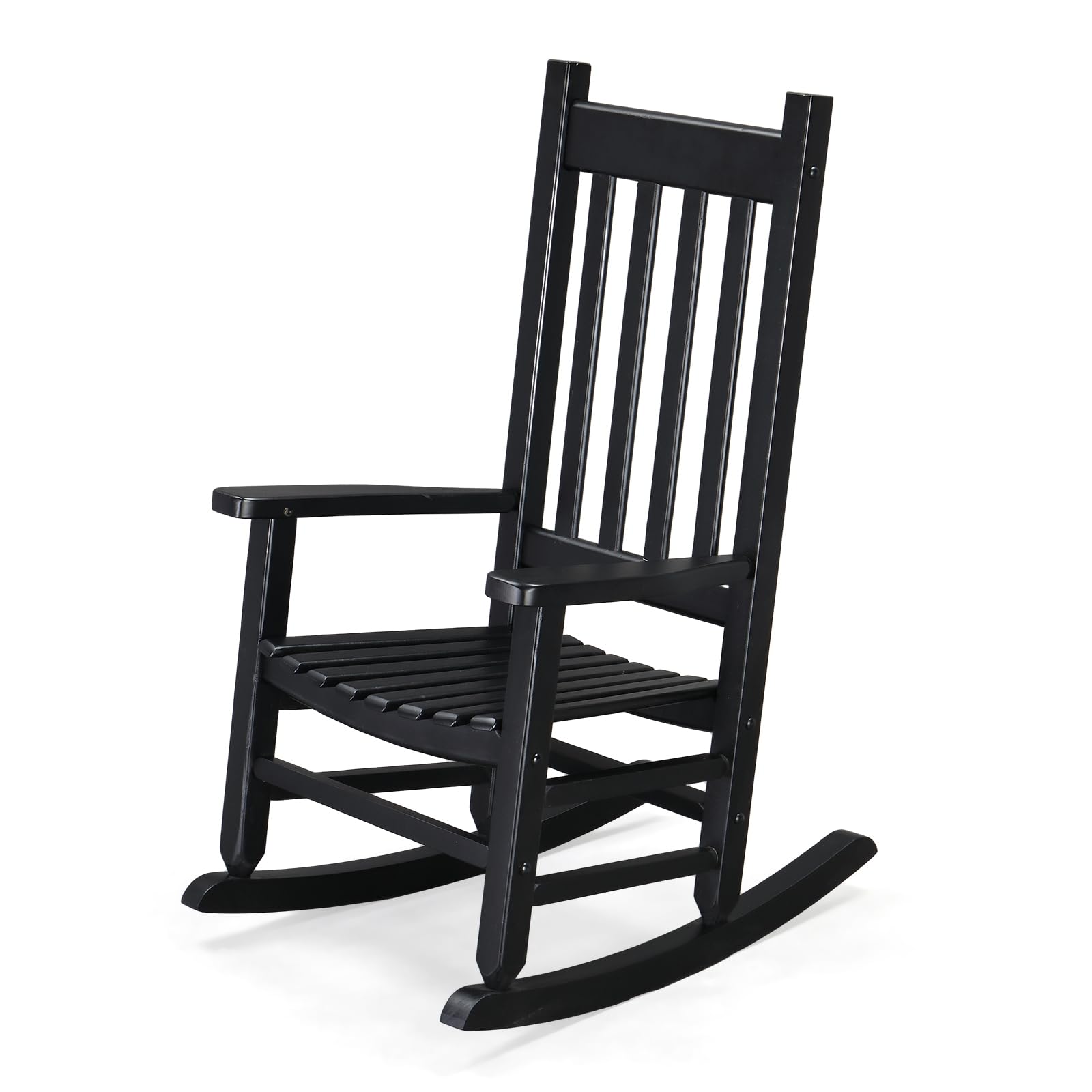 JOYMOR Wooden Rocking Chair with High Backrest Outdoor Toddler  Porch Rocker