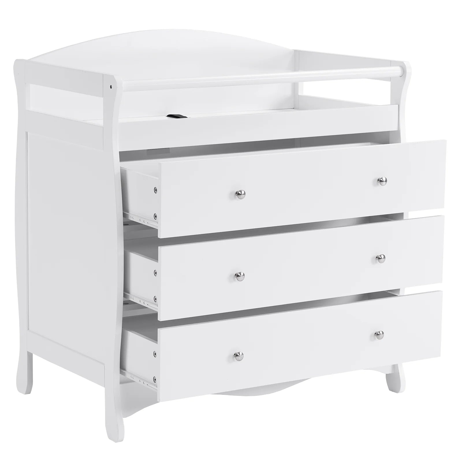 JOYMOR Wooden Diaper Changing Table with 3-Drawer Chest Baby Dresser for Nursery, Infant with Safety Strap,Gray White JOYMOR Wooden Diaper Changing Table with 3-Drawer Chest Baby Dresser for Nursery, Infant with Safety Strap,Gray White