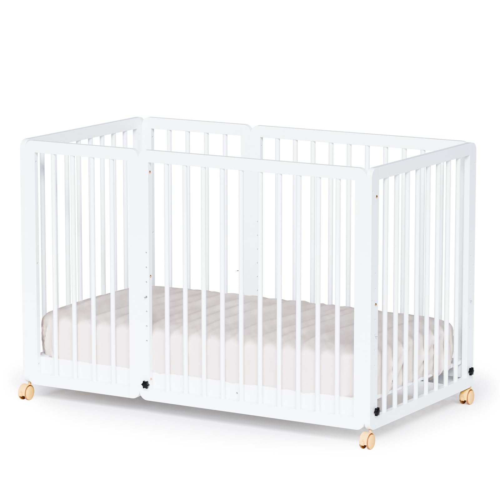 JOYMOR 8 in 1 Convertible Crib with Mattress Full Toddler Size Crib
