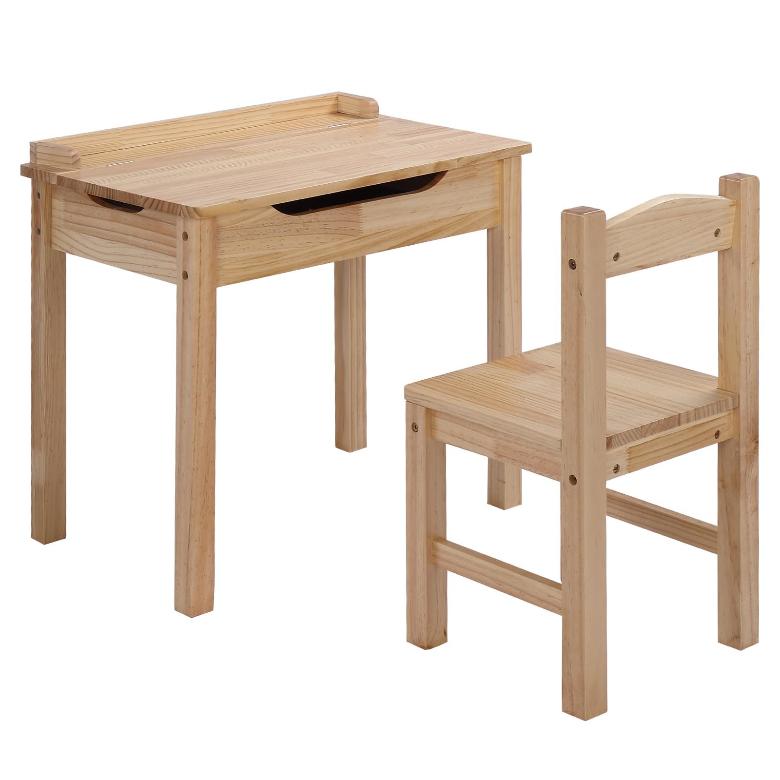 JOYMOR Wooden Lift-Top Desk Set Kids Table and Chair with Storage