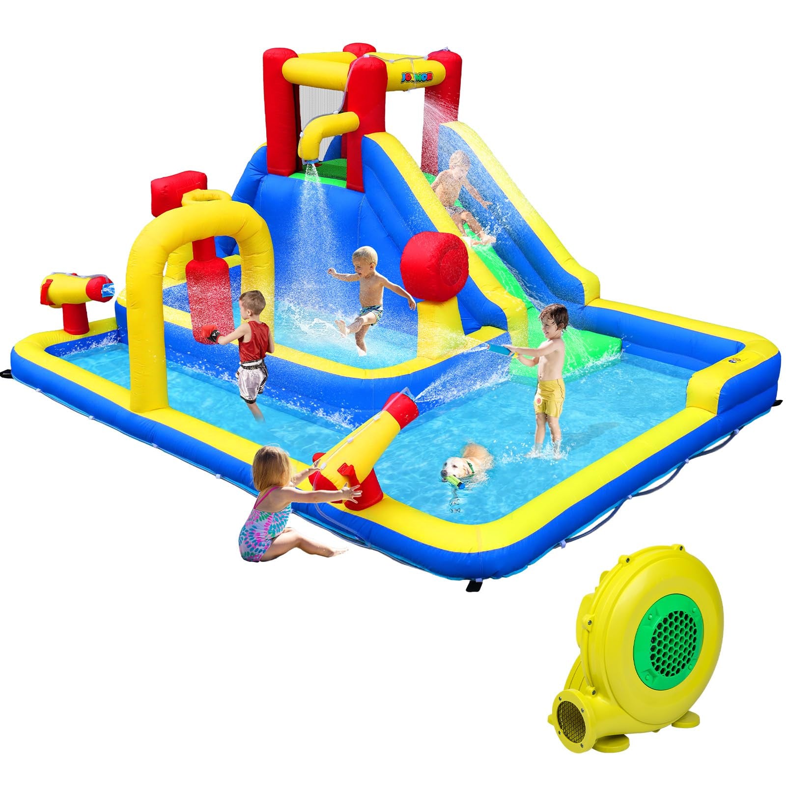 JOYMOR 10-in-1 Inflatable Water Slide Bounce House for Kids Backyard Party
