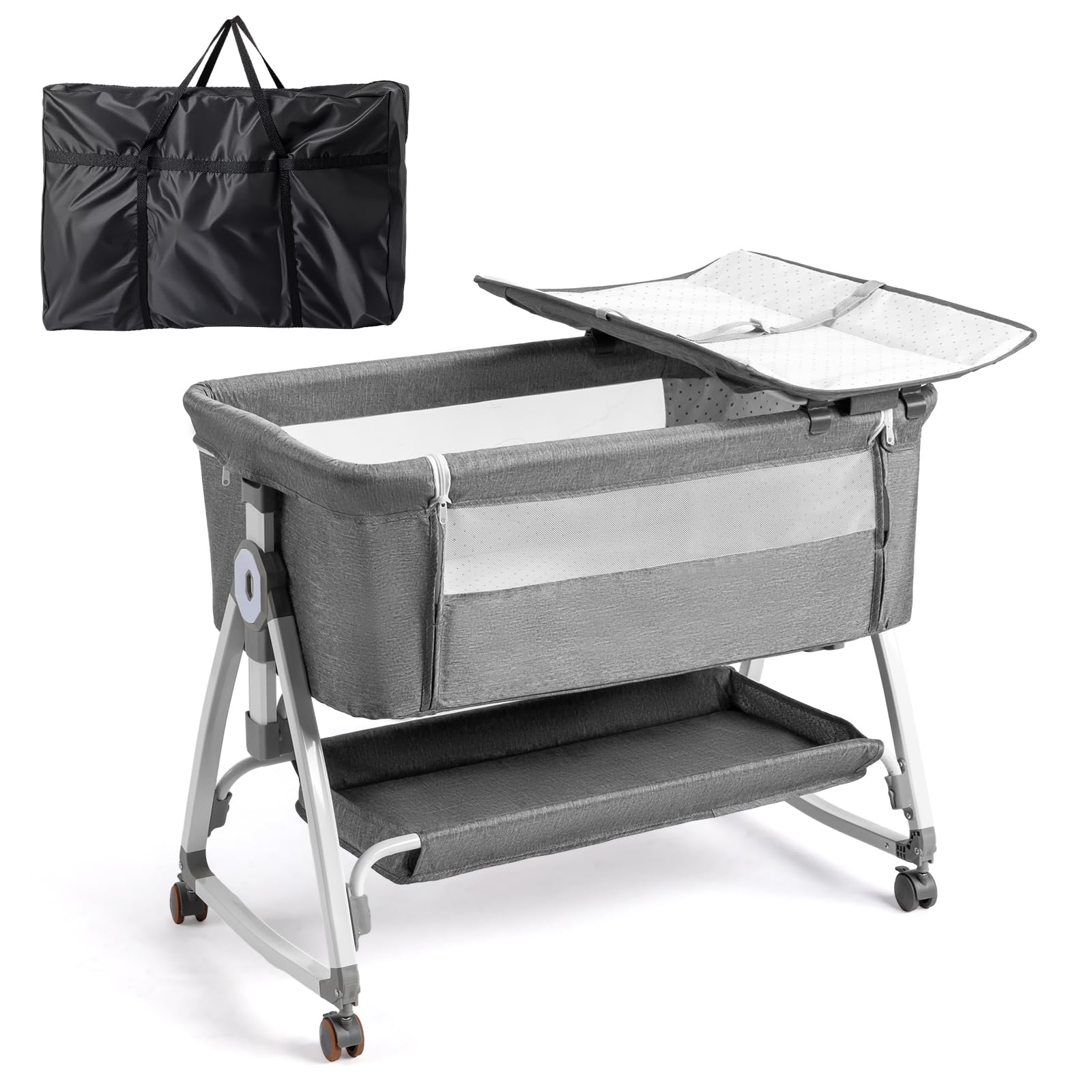 JOYMOR Baby Bedside Bassinet with Changing Table