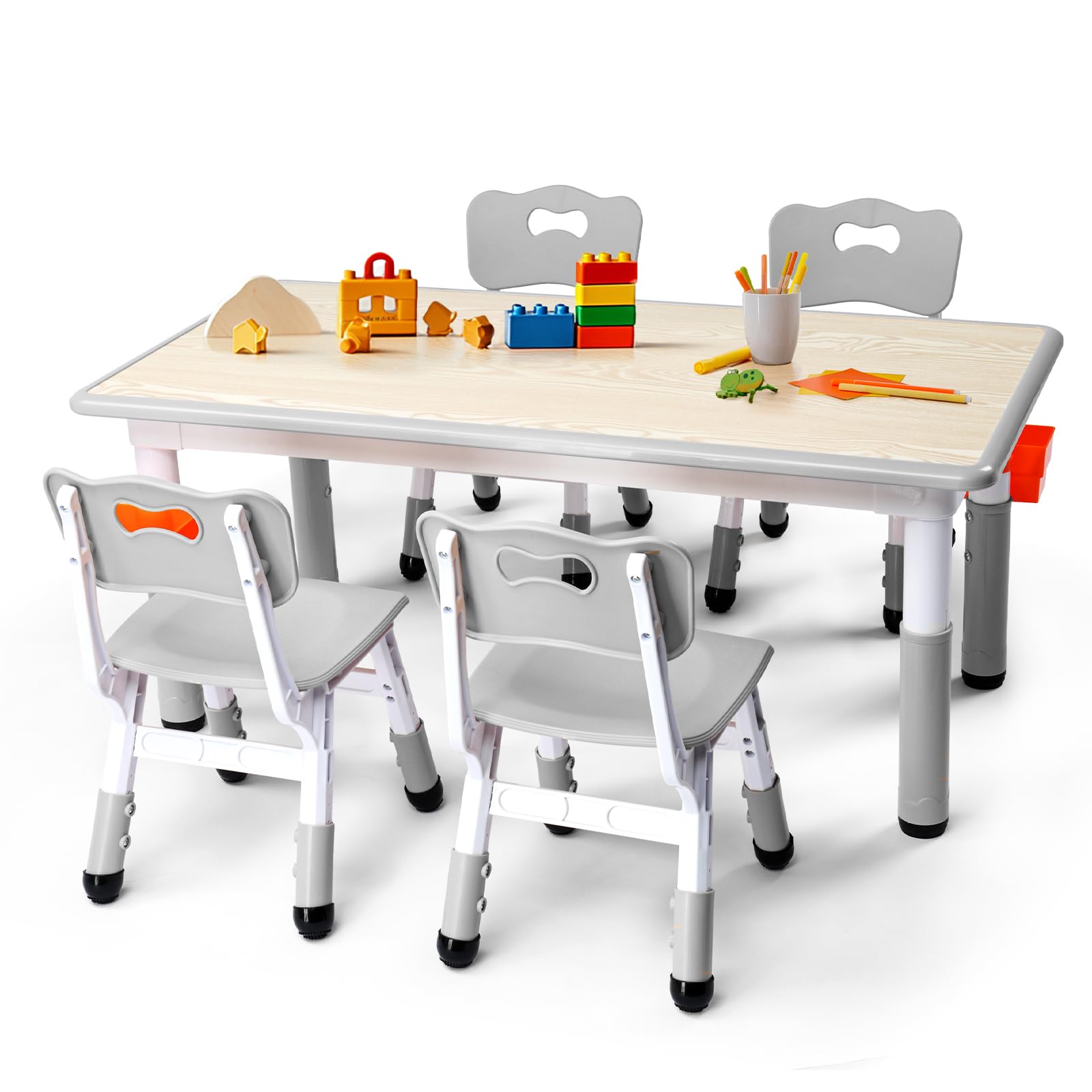 JOYMOR Kids Table and Chairs Set Height Adjustable Toddler Desktop