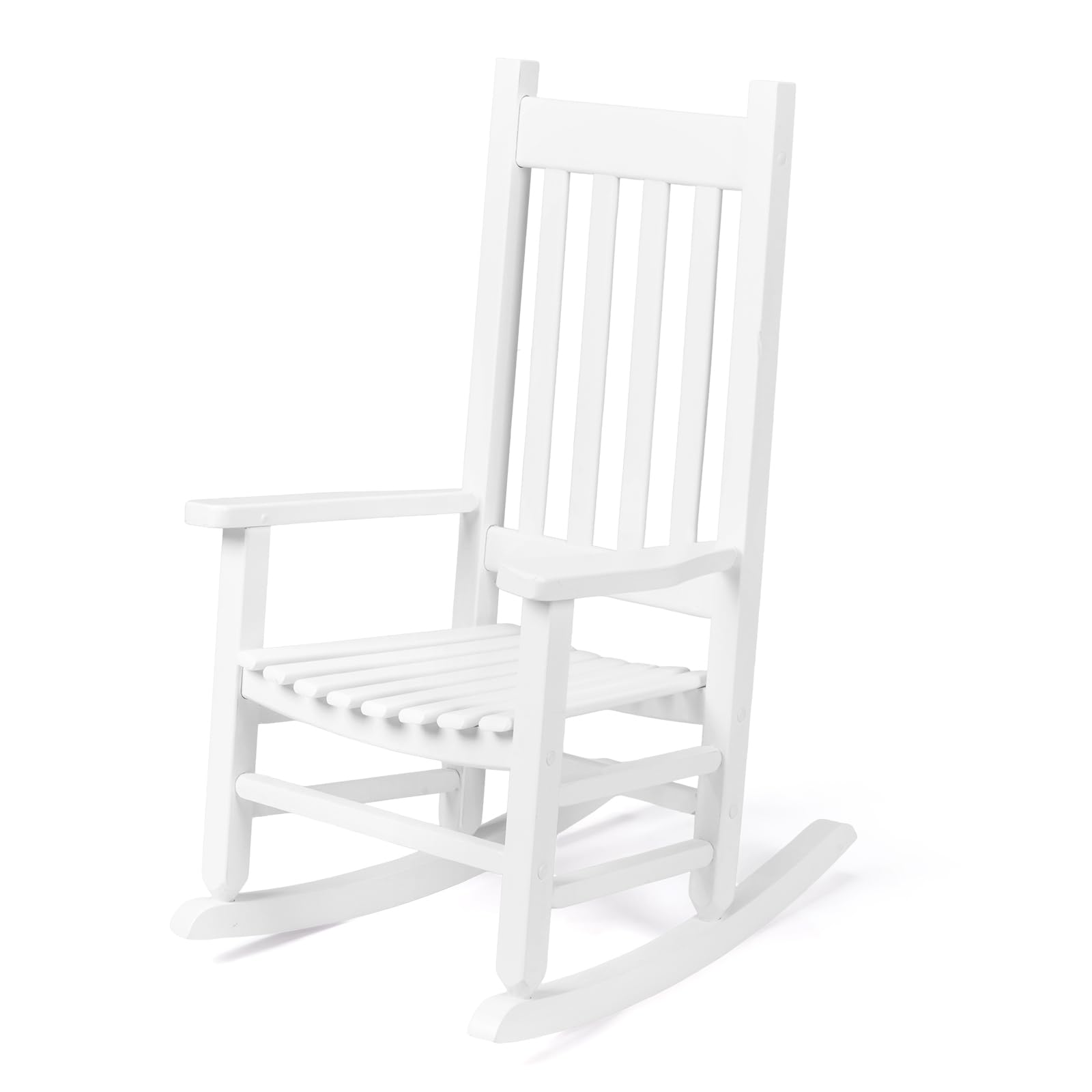 JOYMOR Wooden Rocking Chair with High Backrest Outdoor Toddler  Porch Rocker