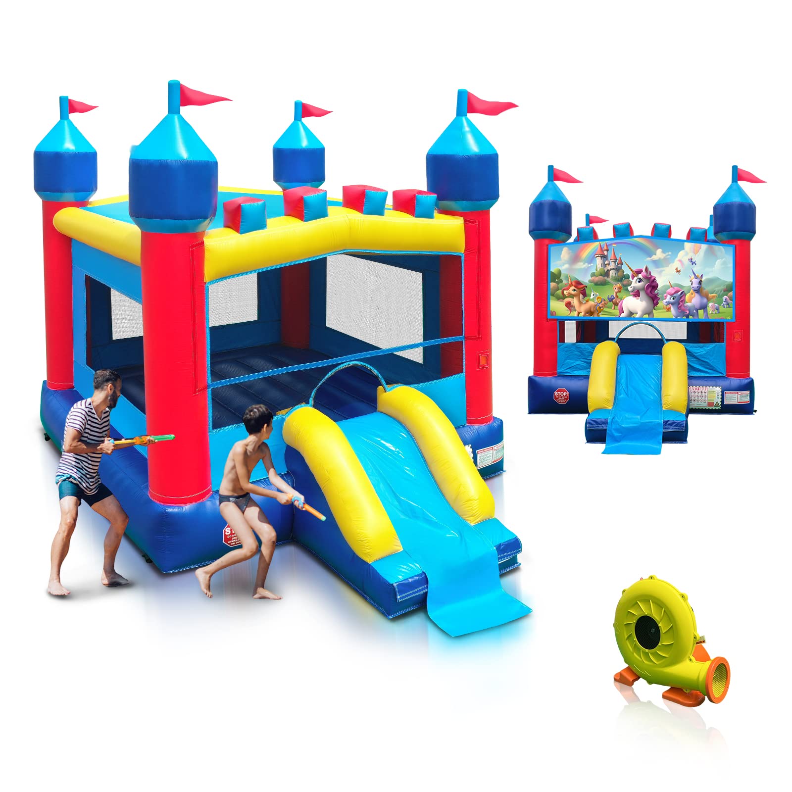 JOYMOR Commercial Water Slide Inflatable Bounce House with Air Blower