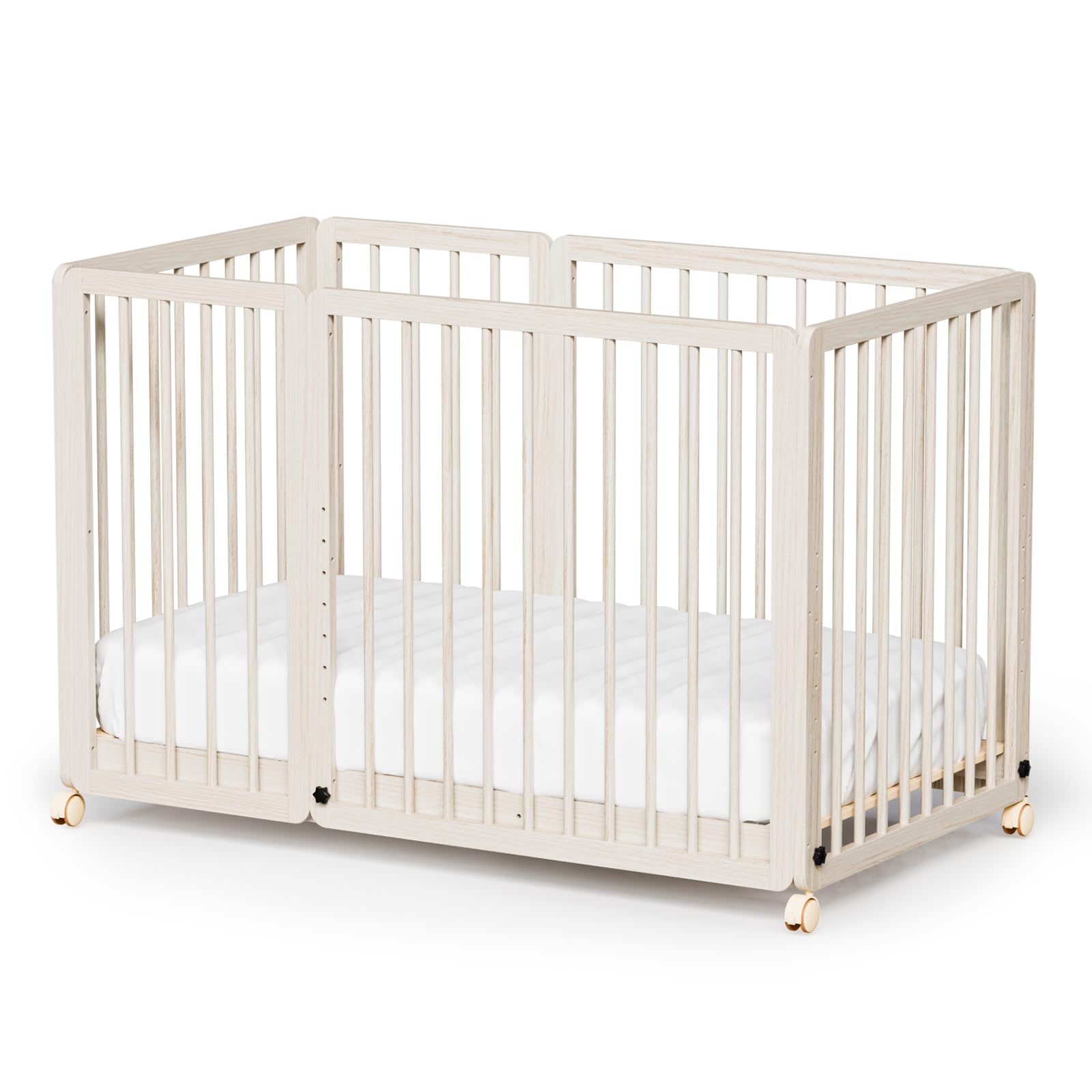 JOYMOR 8 in 1 Convertible Crib with Mattress Full Toddler Size Crib
