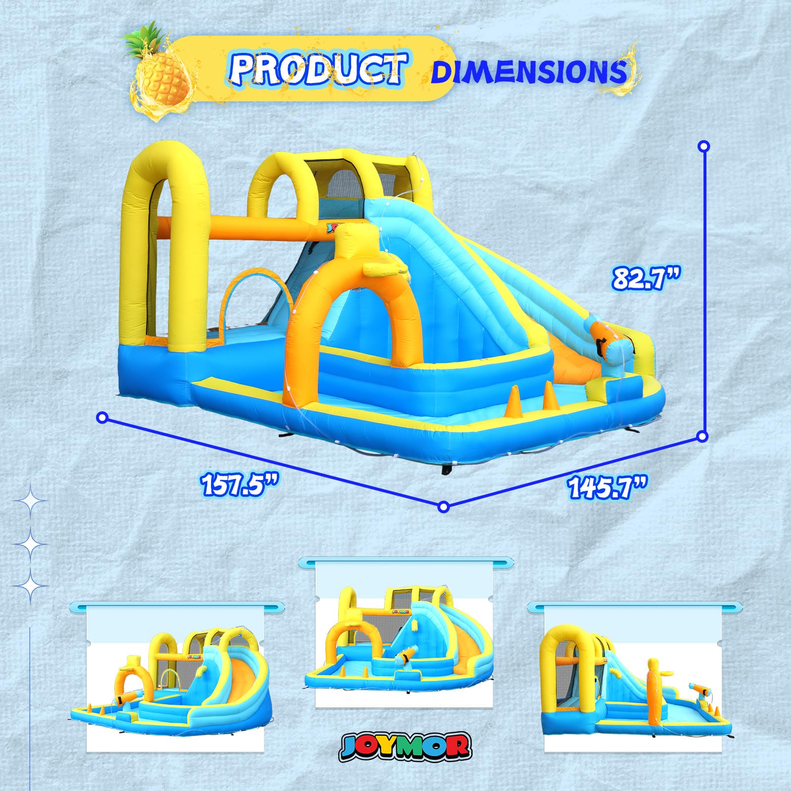 JOYMOR Heavy Duty Inflatable Water Slide with Deep Splash Pool and Blower Basketball Hoop Backyard
