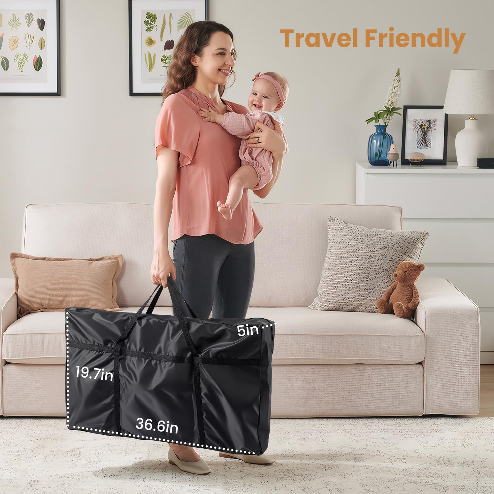 JOYMOR 3 in 1 Bedside Crib Portable Baby Bassinet Sleeper