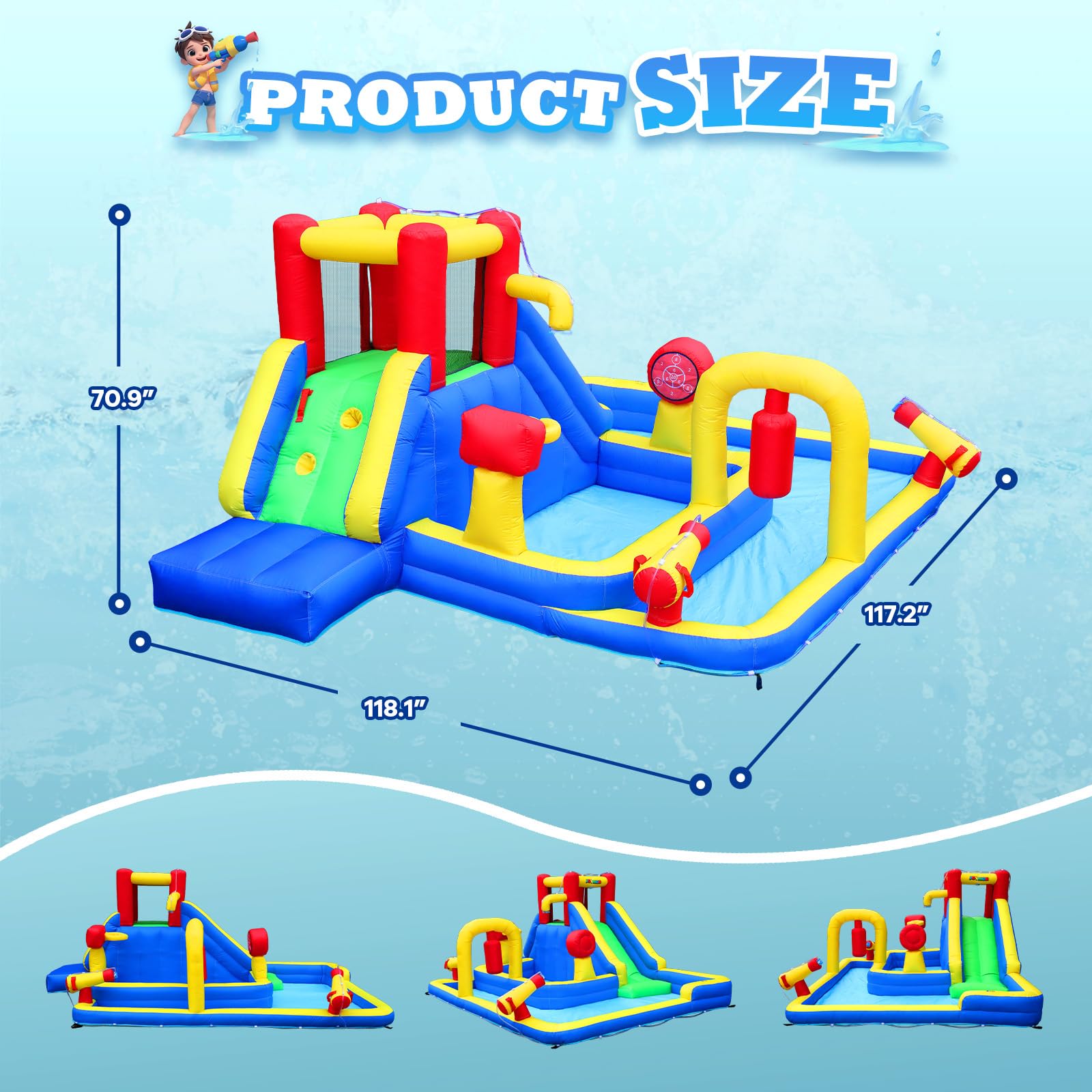 JOYMOR 10-in-1 Inflatable Water Slide Bounce House for Kids Backyard Party