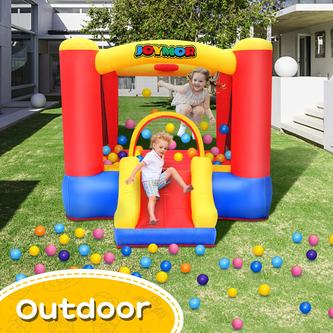 JOYMOR Inflatable Bounce Slide Castle House with Air Blower Joymor