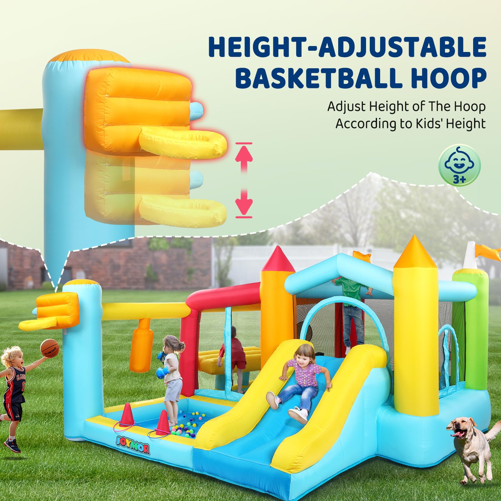 JOYMOR 9-in-1 Inflatable Bounce House with Slide, Blower & Climbing Wall