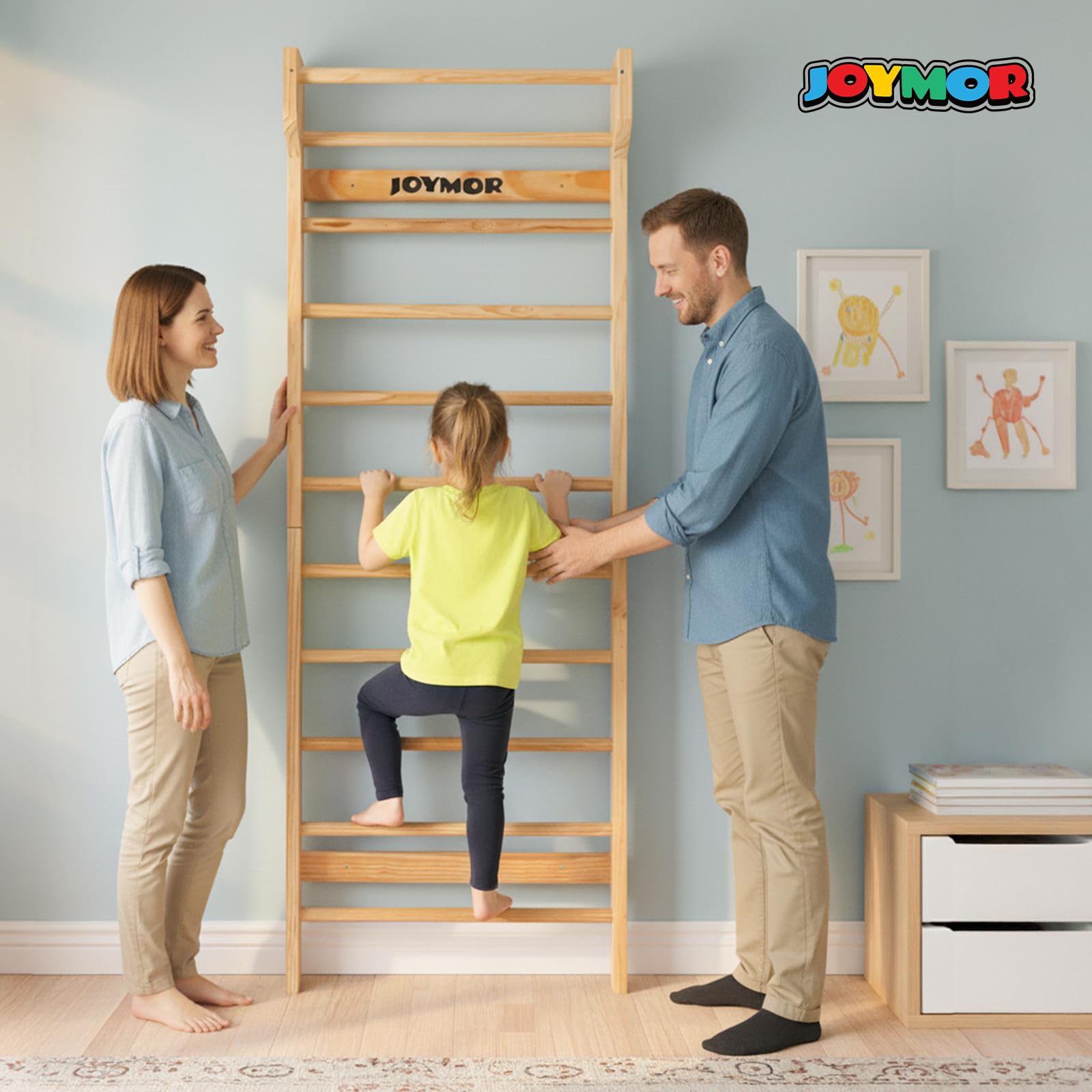JOYMOR Fitness Swedish Ladder Physical Gymnastics Wood Stall Bar