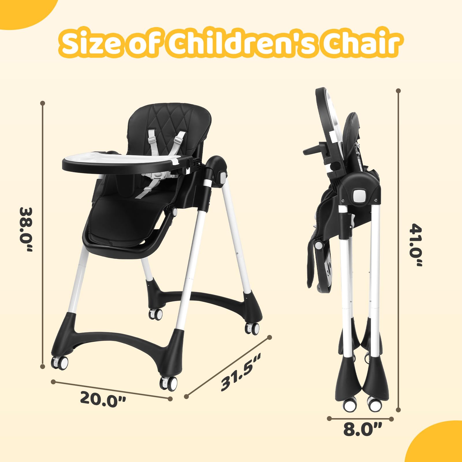 JOYMOR 4 in 1 Convertible Highchair Foldable Baby High Chair