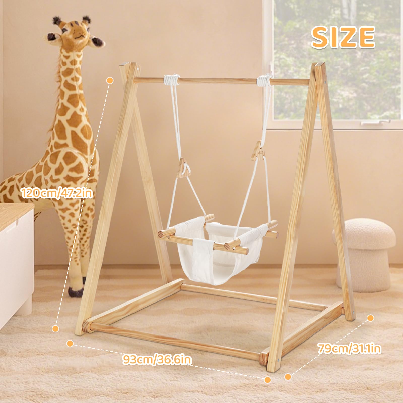 JOYMOR Foldable Swing Set with Stand Premium Montessori for Baby and Toddler