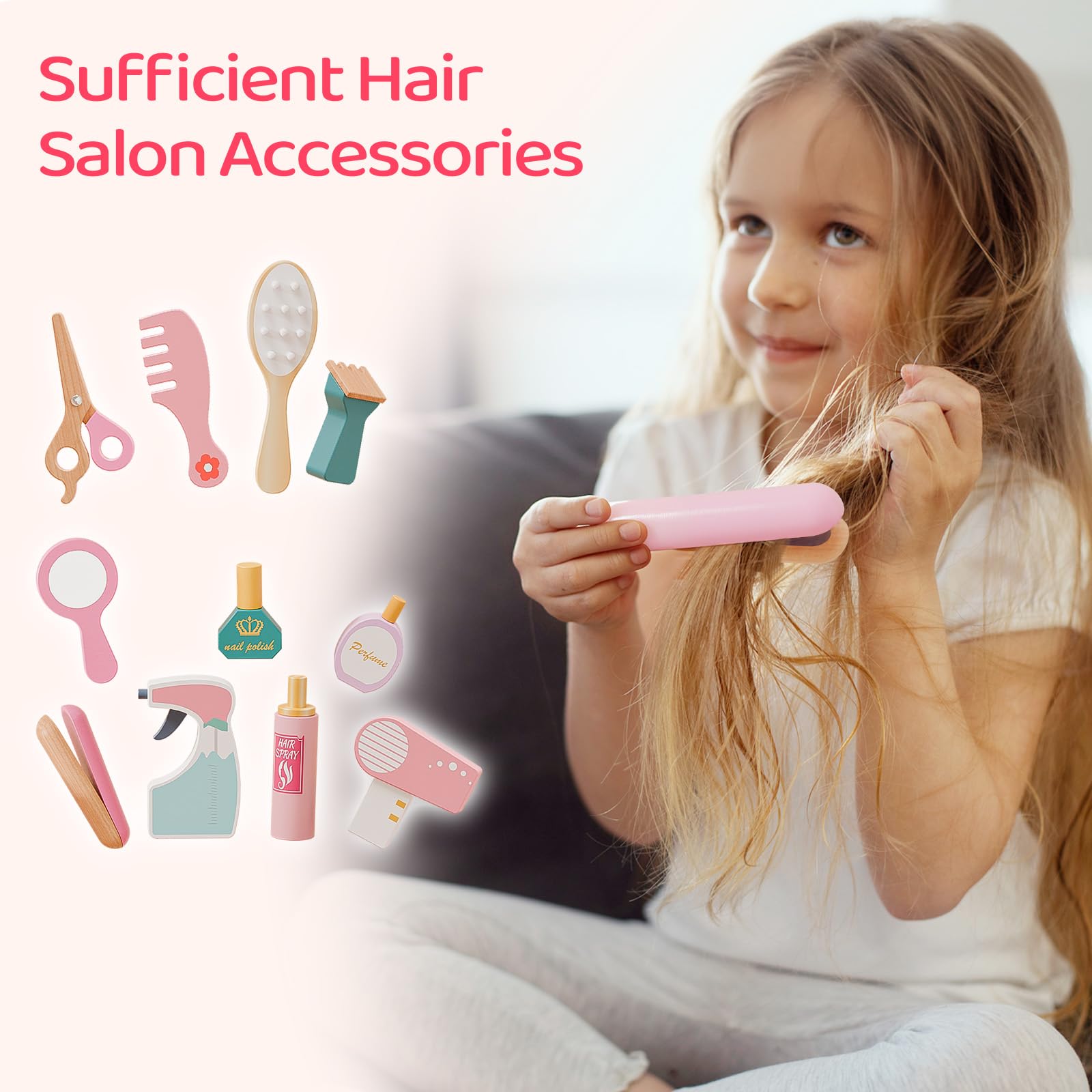 JOYMOR Kids Pretend Play Hair Salon Play Set