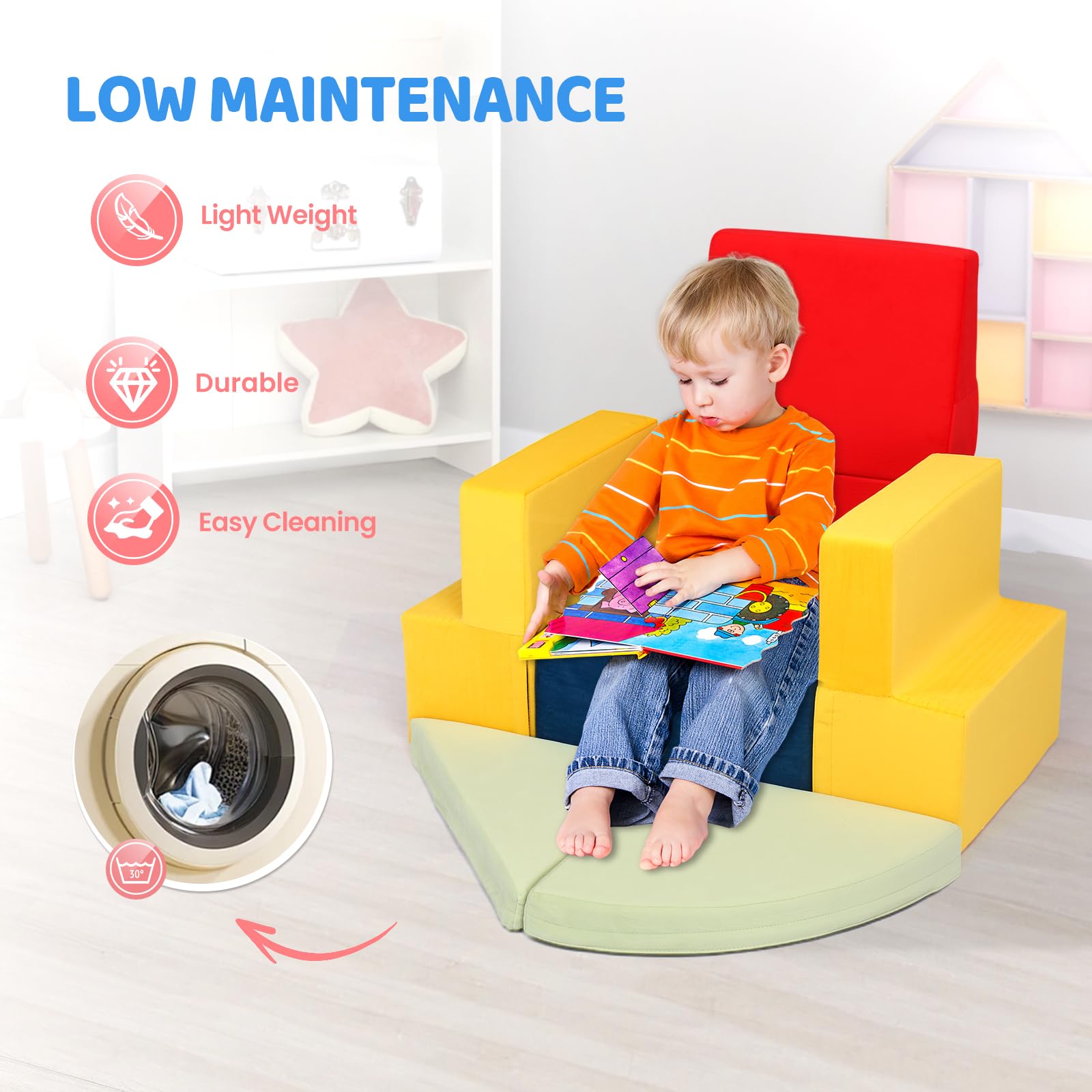 JOYMOR 6-Piece Climbing Toys for Toddlers Soft Play Foam Blocks