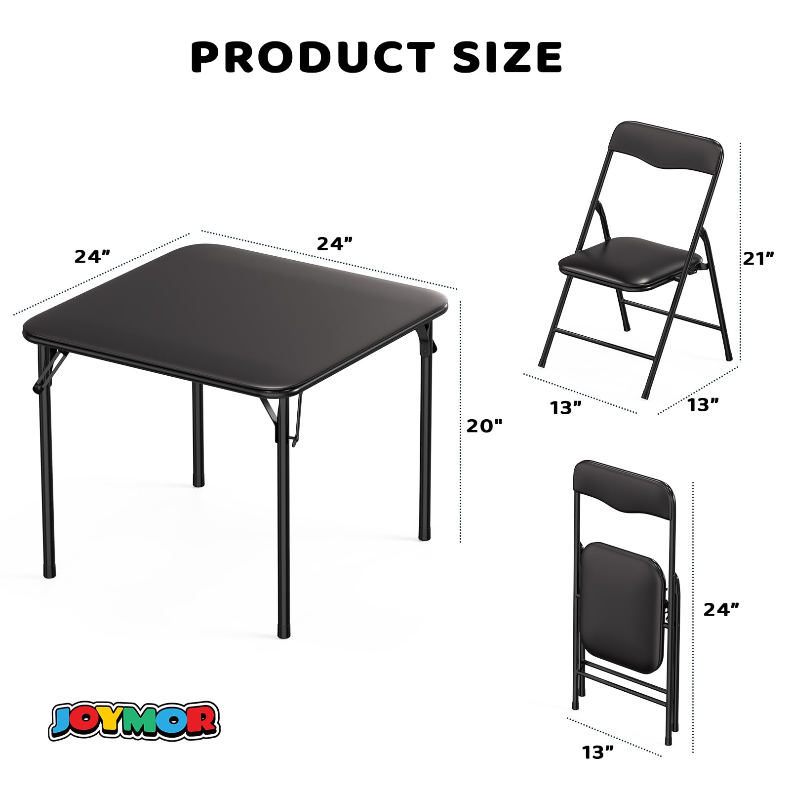 JOYMOR 3pc Folding Table Set with 2 Foldable Chairs