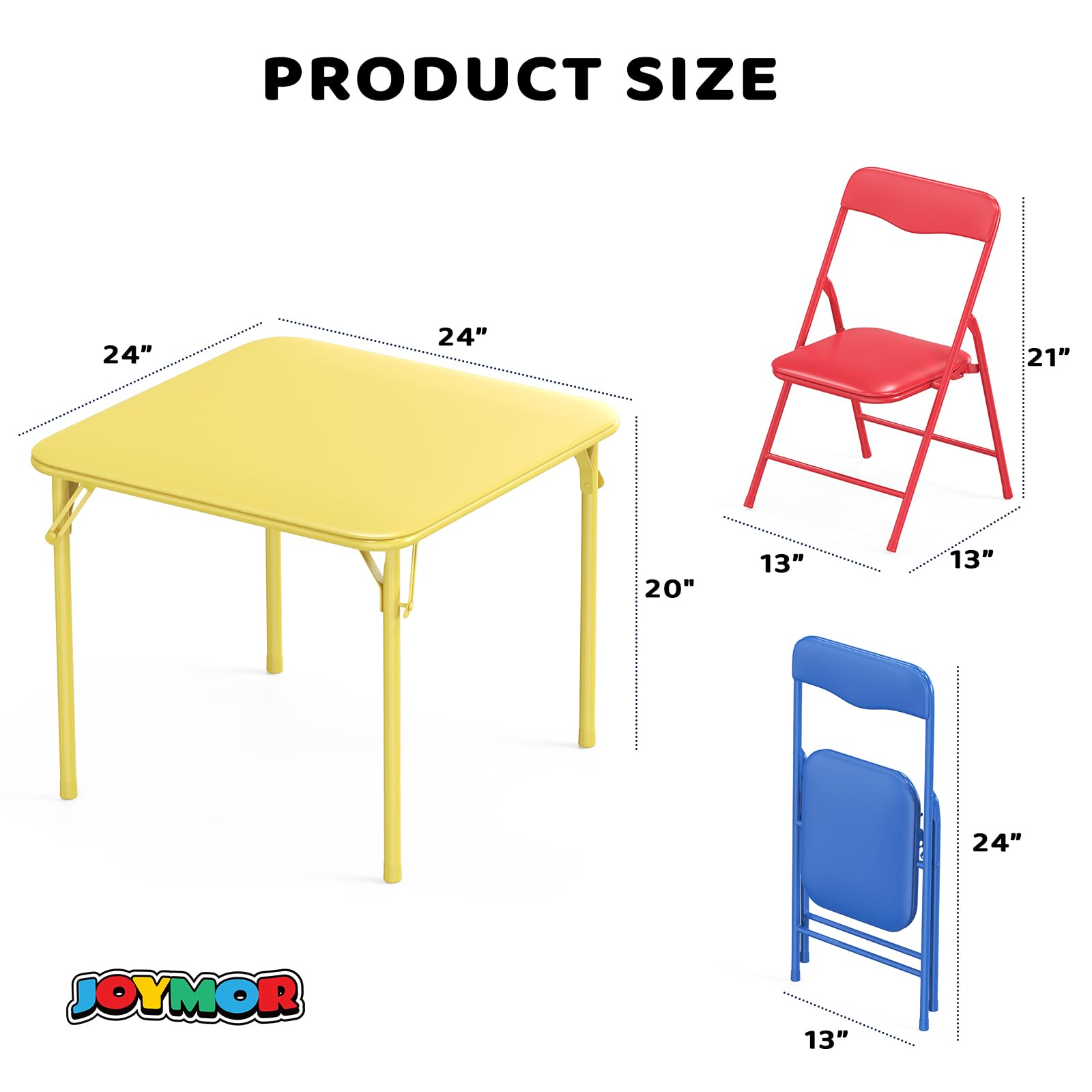 JOYMOR Kids Folding Table and Chairs Set with Metal Frame