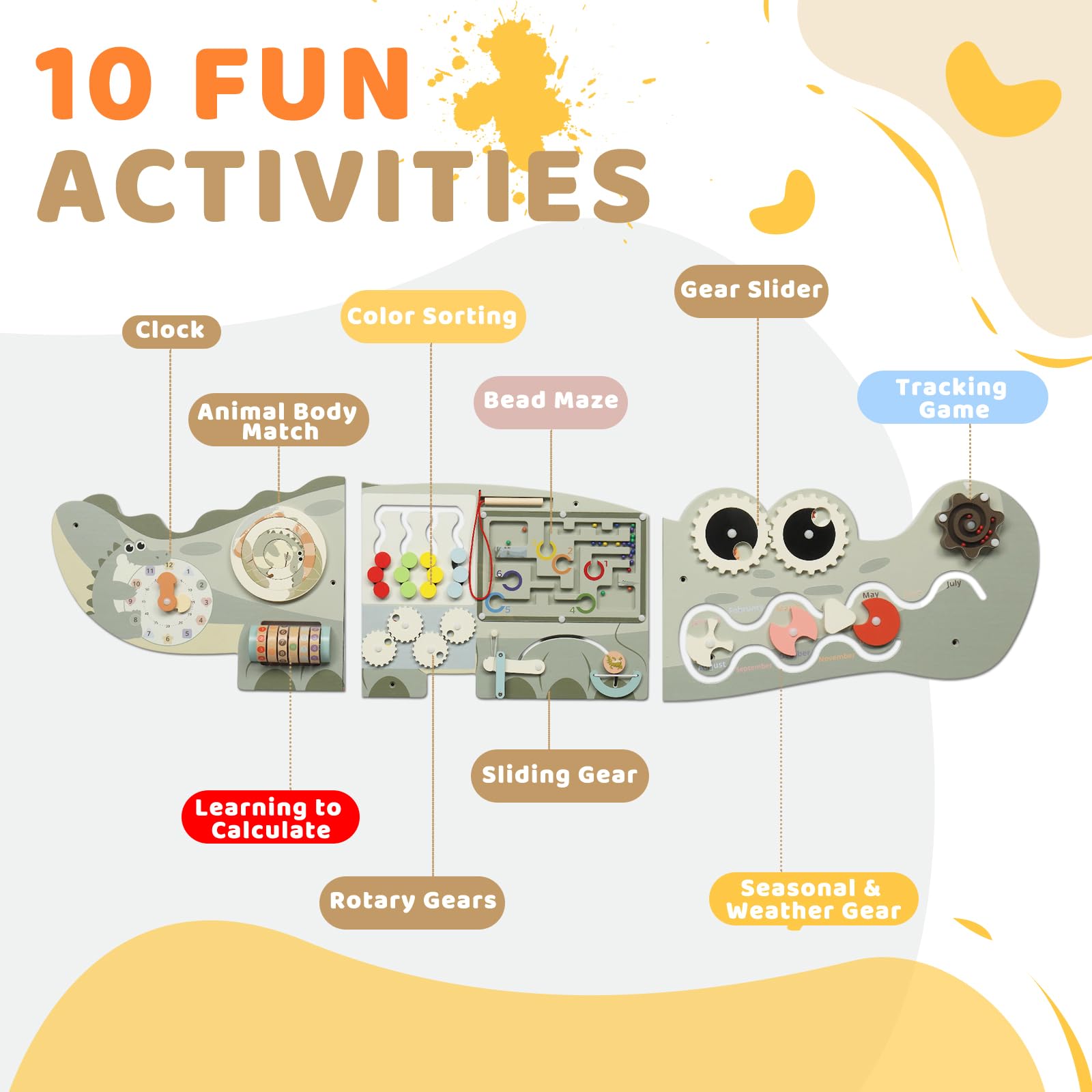 JOYMOR Crocodile Activity Wall Busy Board Panels