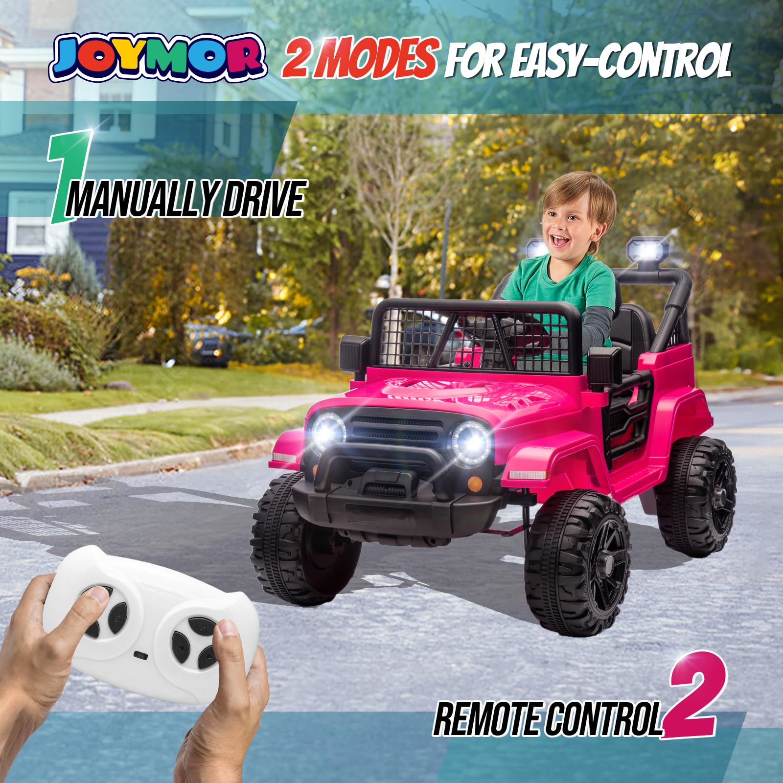 JOYMOR 12V Kids Ride on Truck with Remote Control Electric Play Car