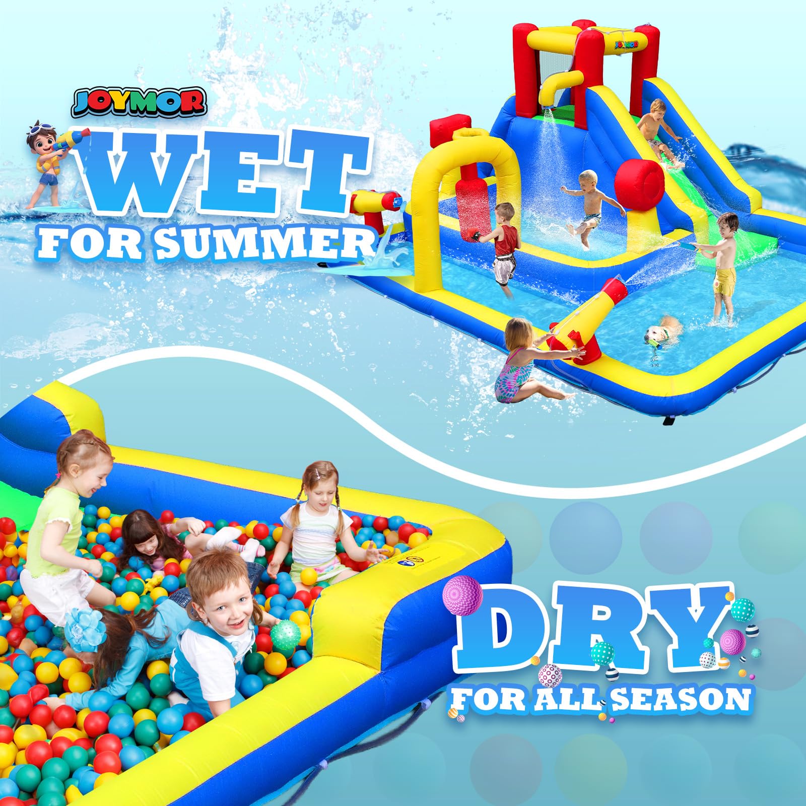 JOYMOR 10-in-1 Inflatable Water Slide Bounce House for Kids Backyard Party