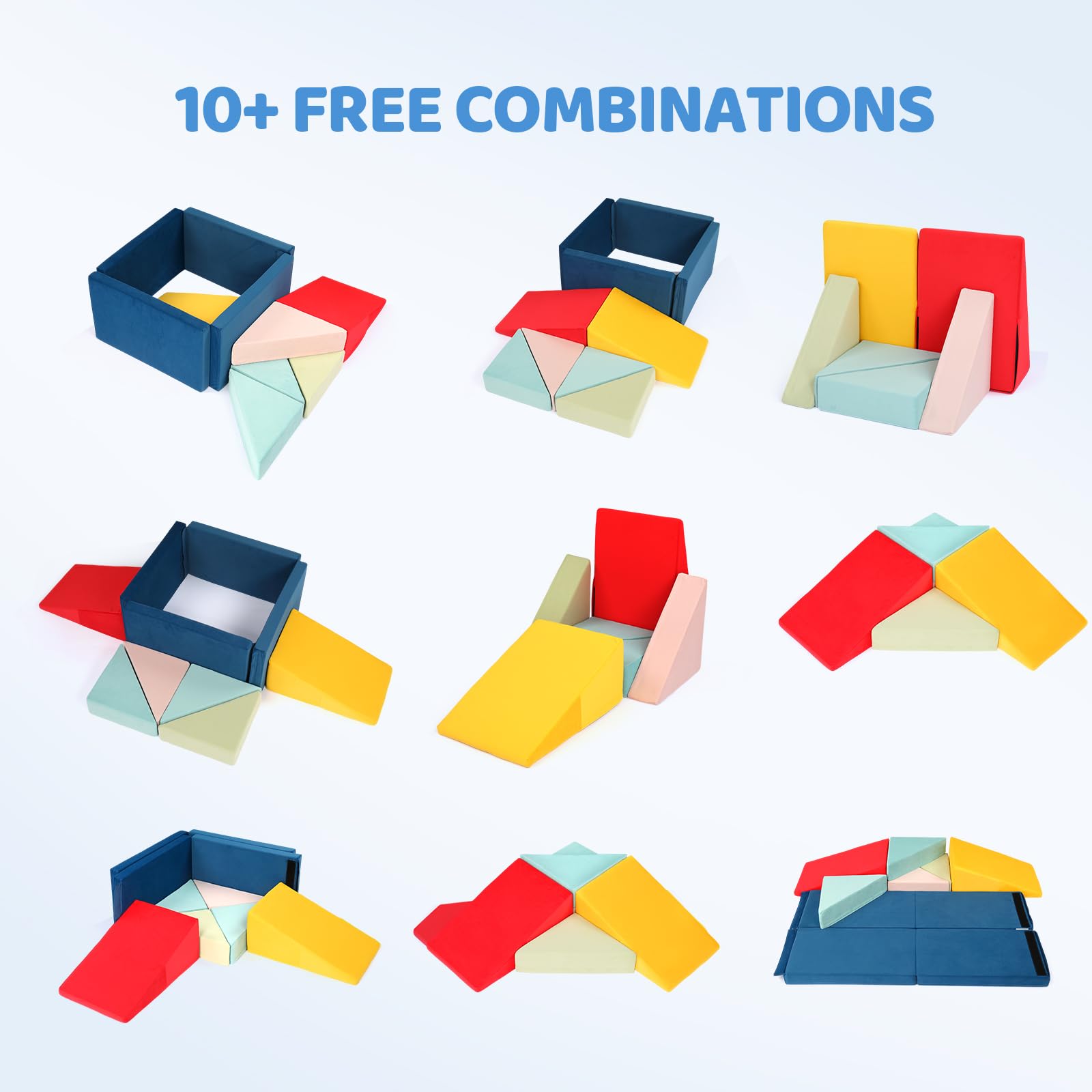 JOYMOR 8-Piece Soft Foam Climbing Blocks for Toddlers Fabric with Foldable Ball Pit