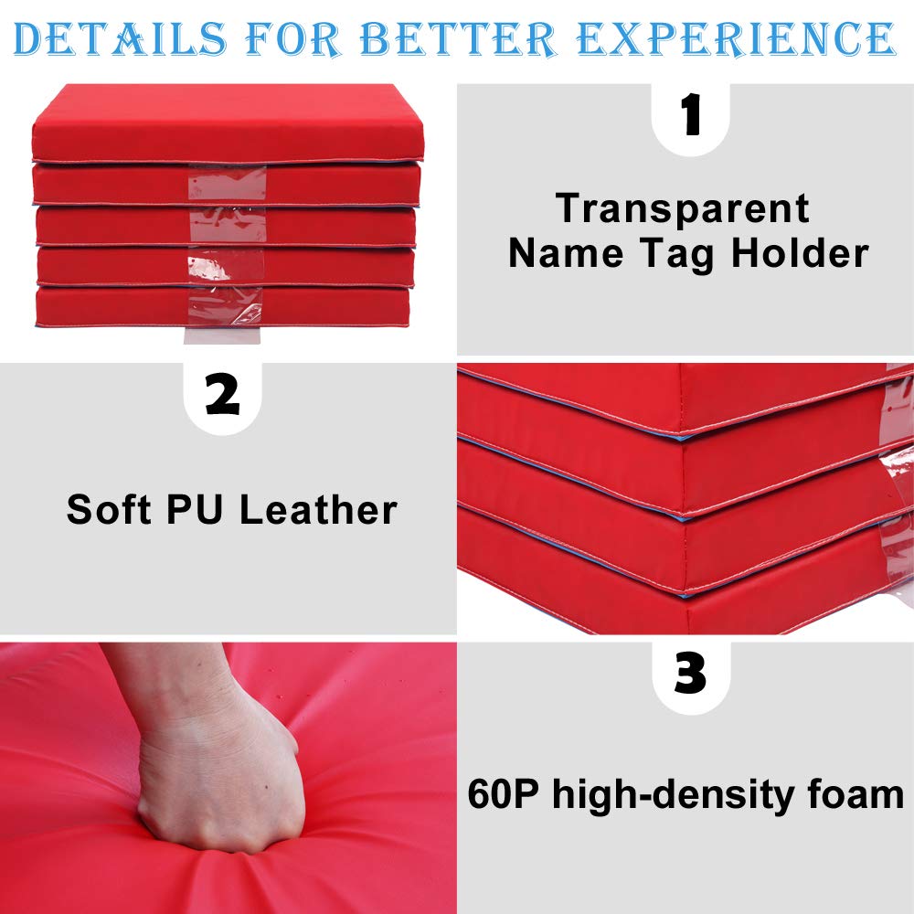 JOYMOR Foldable 3-Section Daycare Mats 5-Pack - 2" Thick, with Name Tags