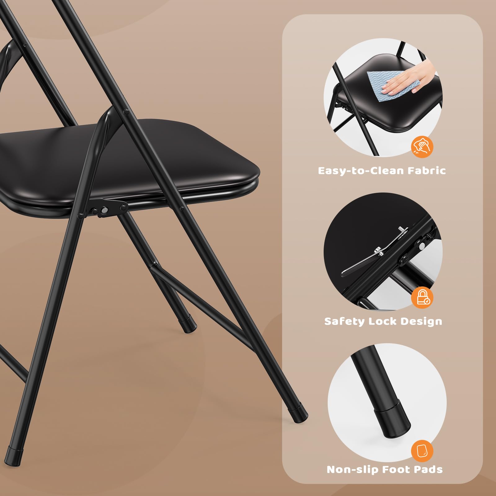 JOYMOR 3pc Folding Table Set with 2 Foldable Chairs