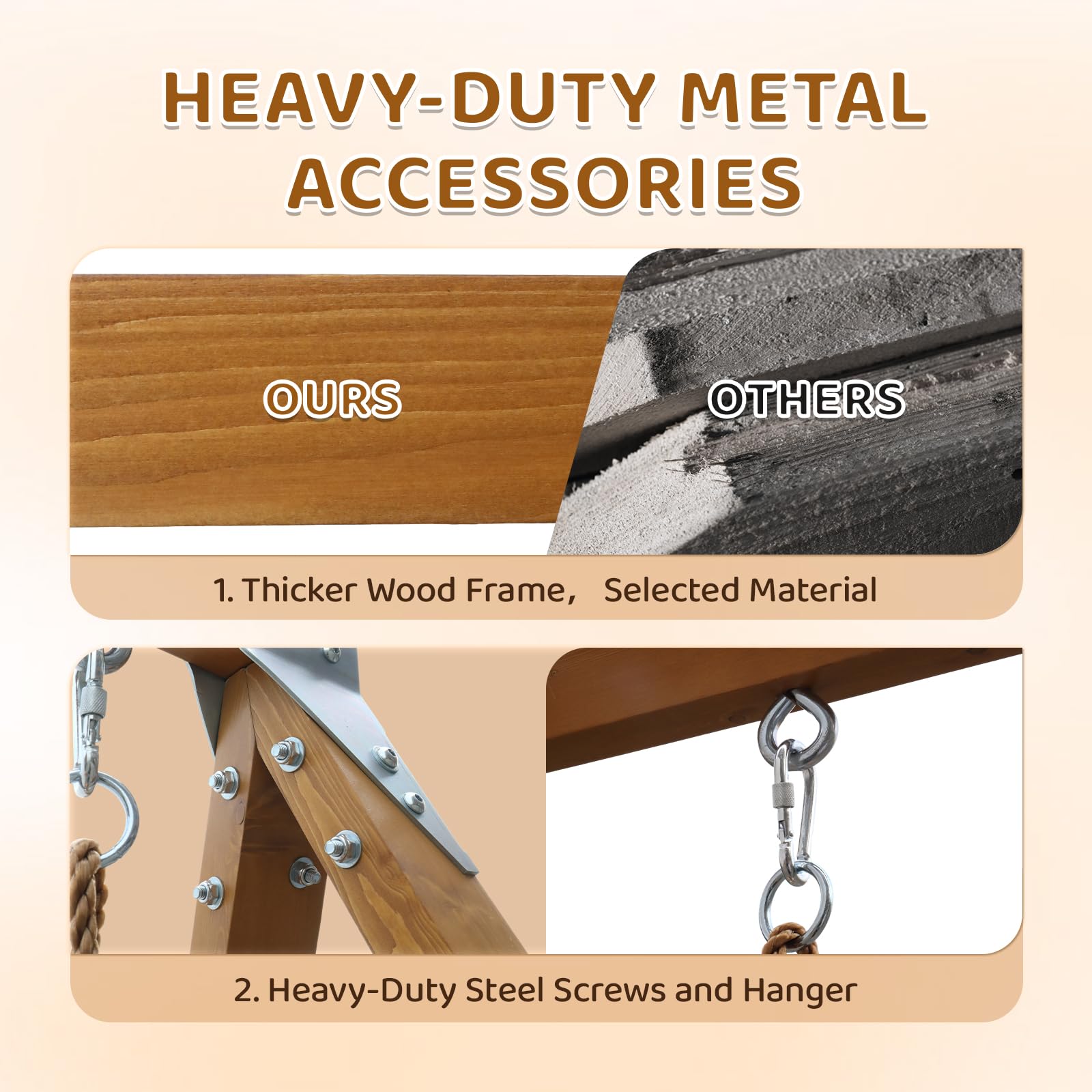 JOYMOR A-Frame Wooden Swing Set 390lbs