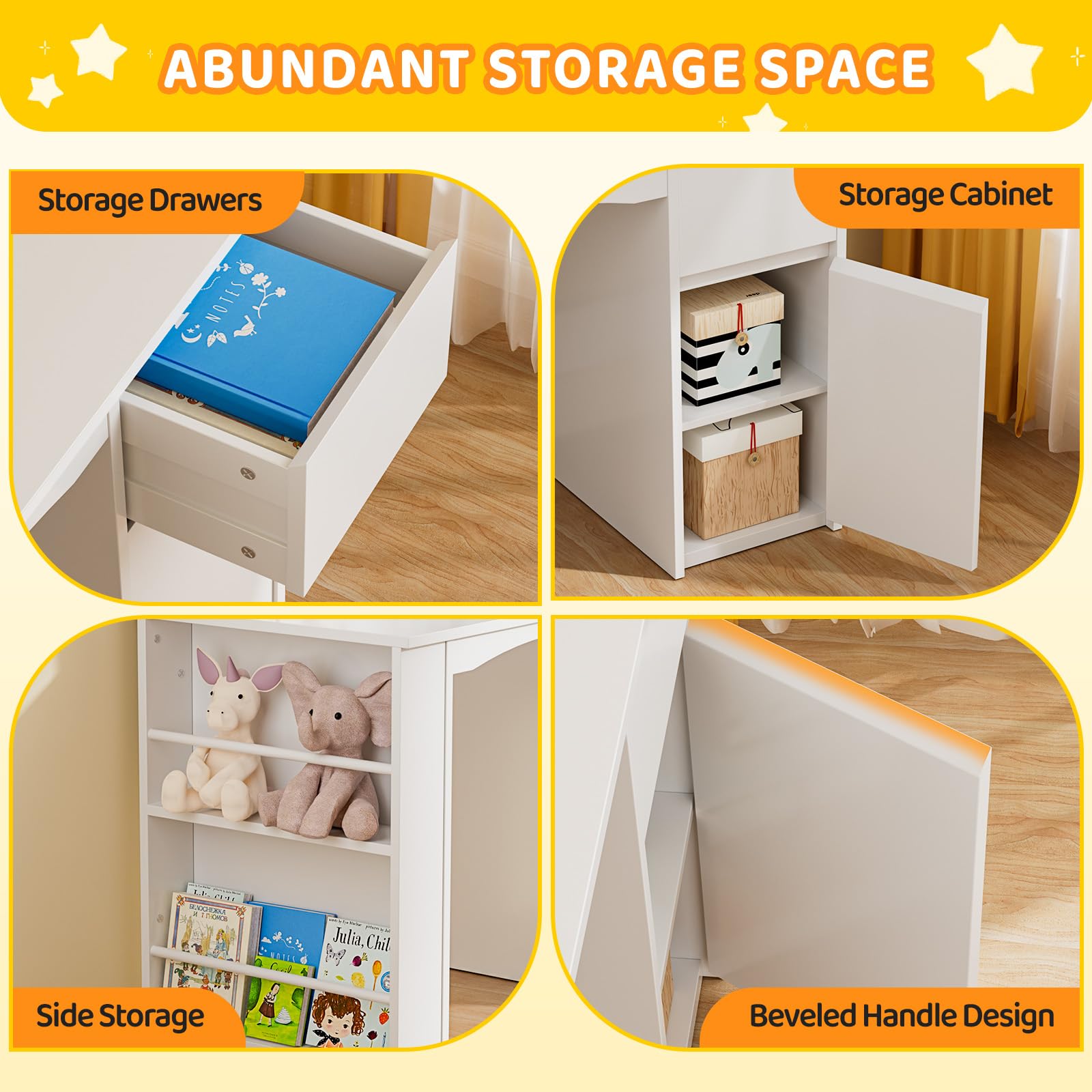 JOYMOR Kids Desk and Chair Set with Bookshelf