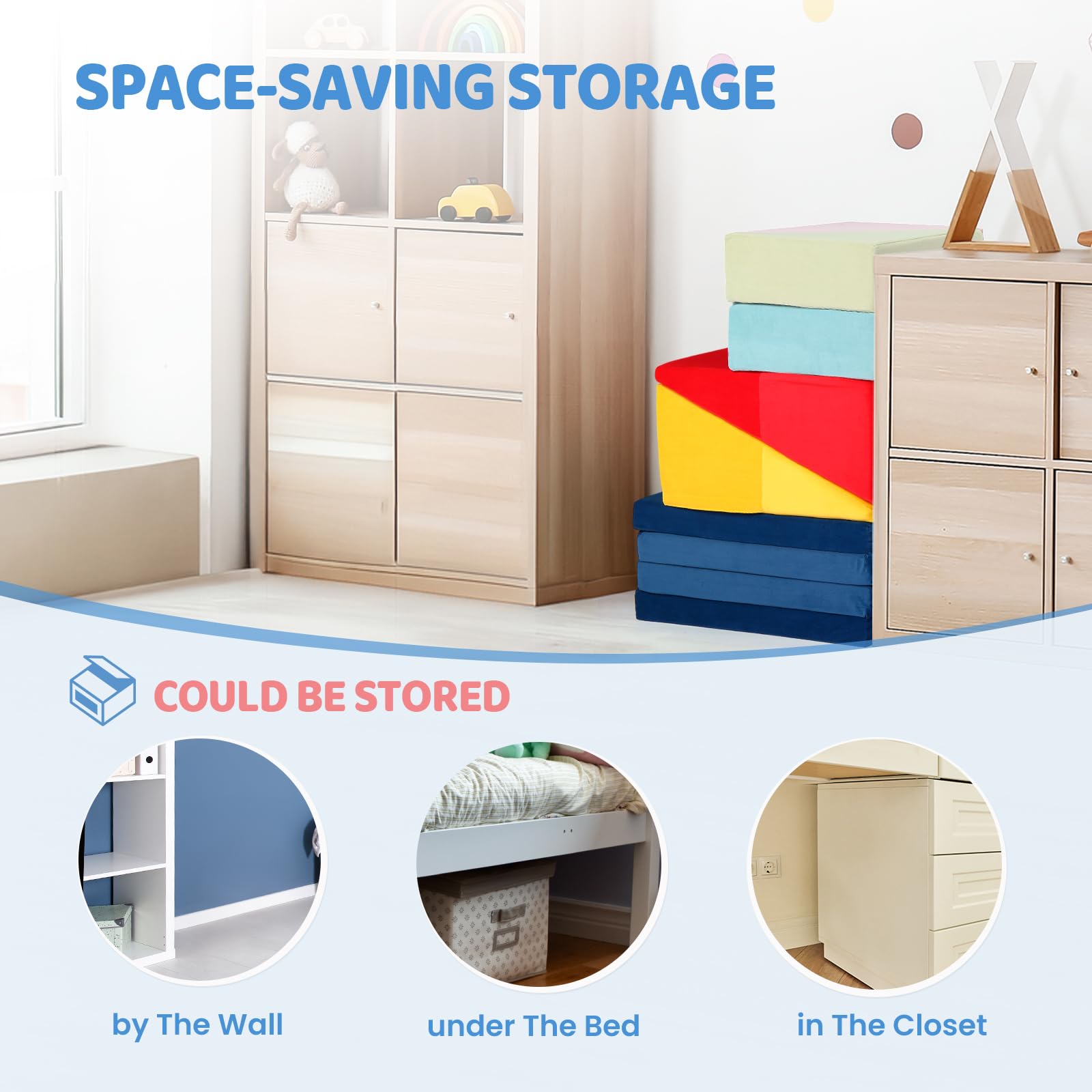 JOYMOR 8-Piece Soft Foam Climbing Blocks for Toddlers Fabric with Foldable Ball Pit