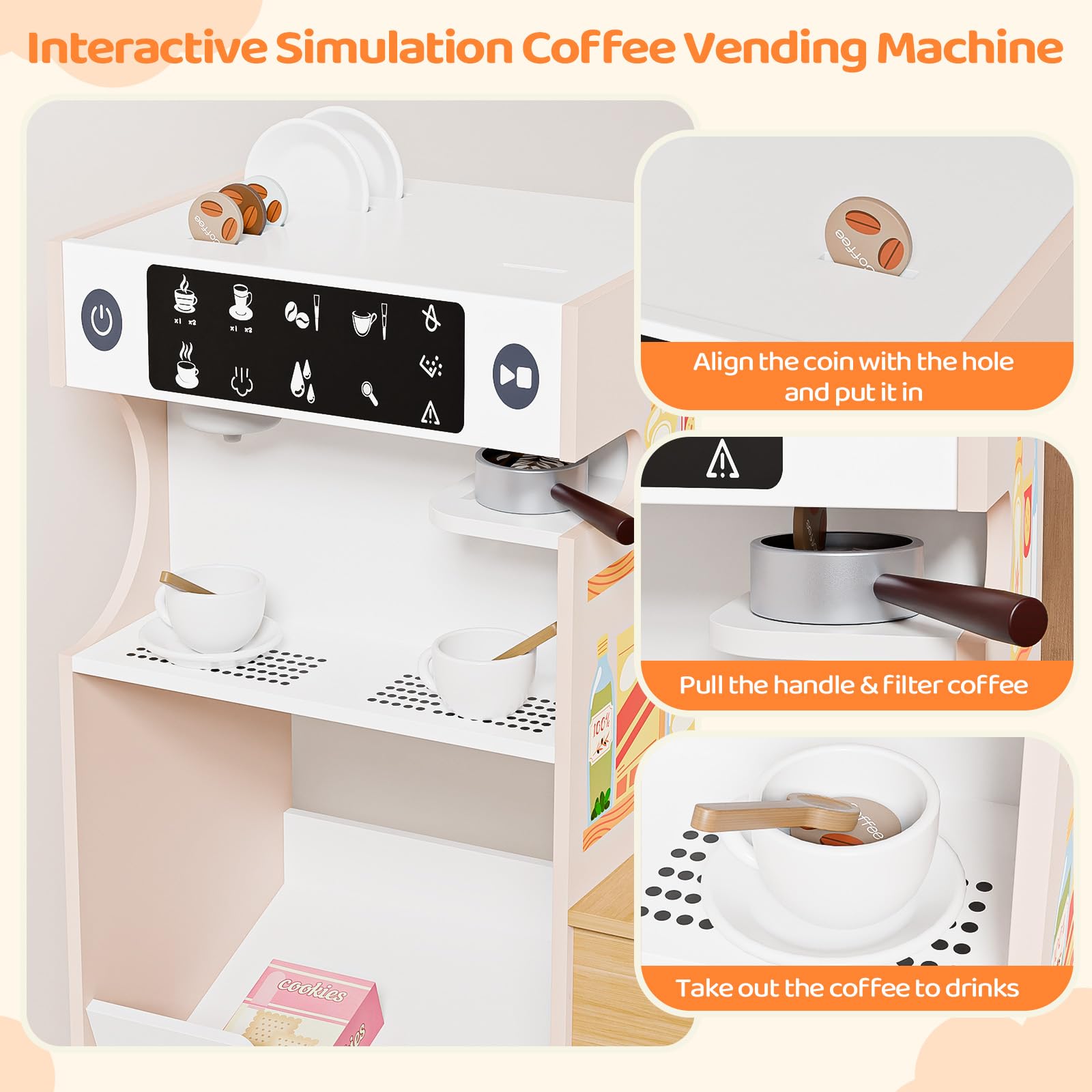 JOYMOR Pretend Supermarket Kids Wooden Grocery Store Playset