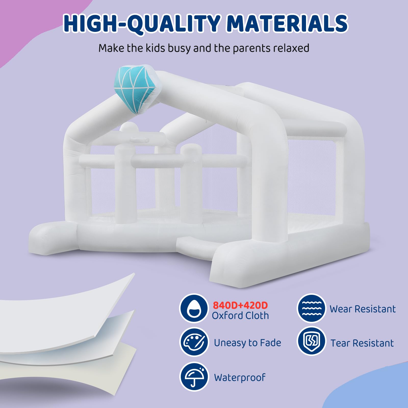 JOYMOR Giant Inflatable Bounce House for Kids w/Balloons-Wedding Style