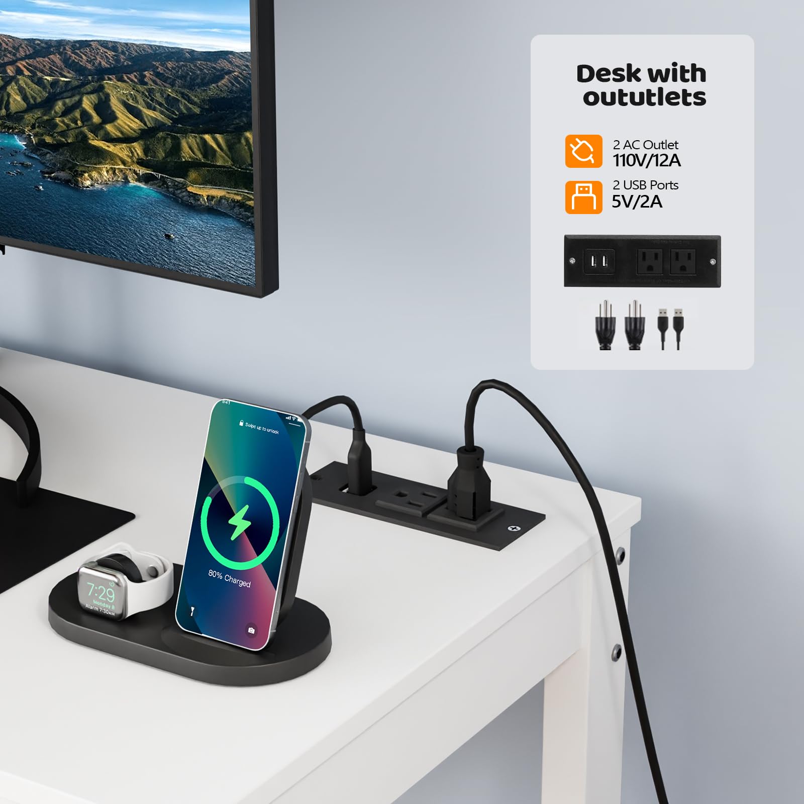 JOYMOR Wood Loft Bed with Desk Twin Size Bed Frame