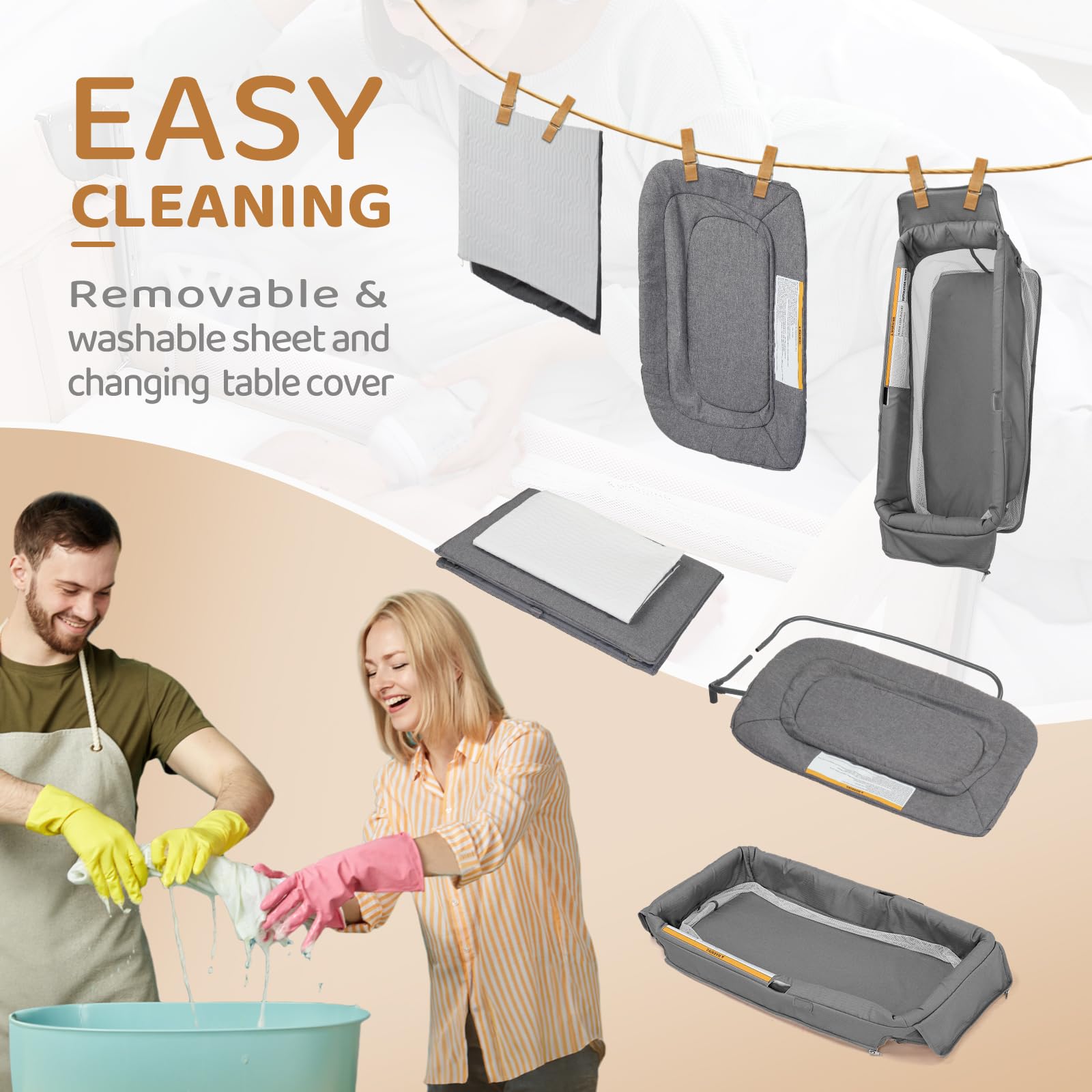 JOYMOR 7 In 1 Baby Bassinet Bedside Sleeper with Changing Table