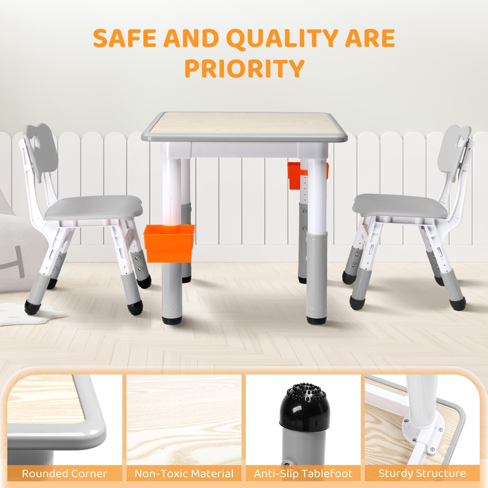 JOYMOR Kids Table and Chairs Set Height Adjustable Toddler Desktop