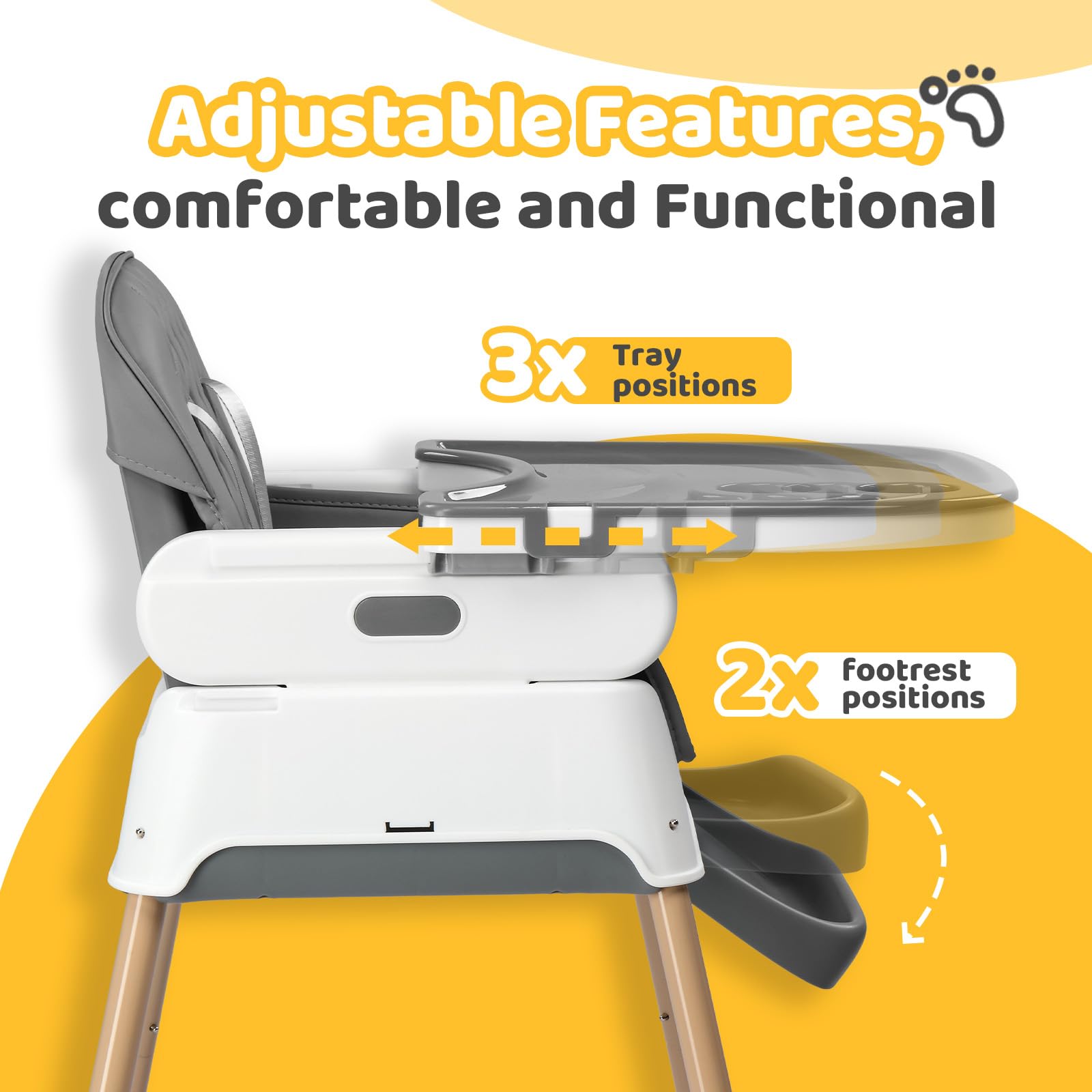 JOYMOR 5 in 1 Baby High Chair Portable Highchair