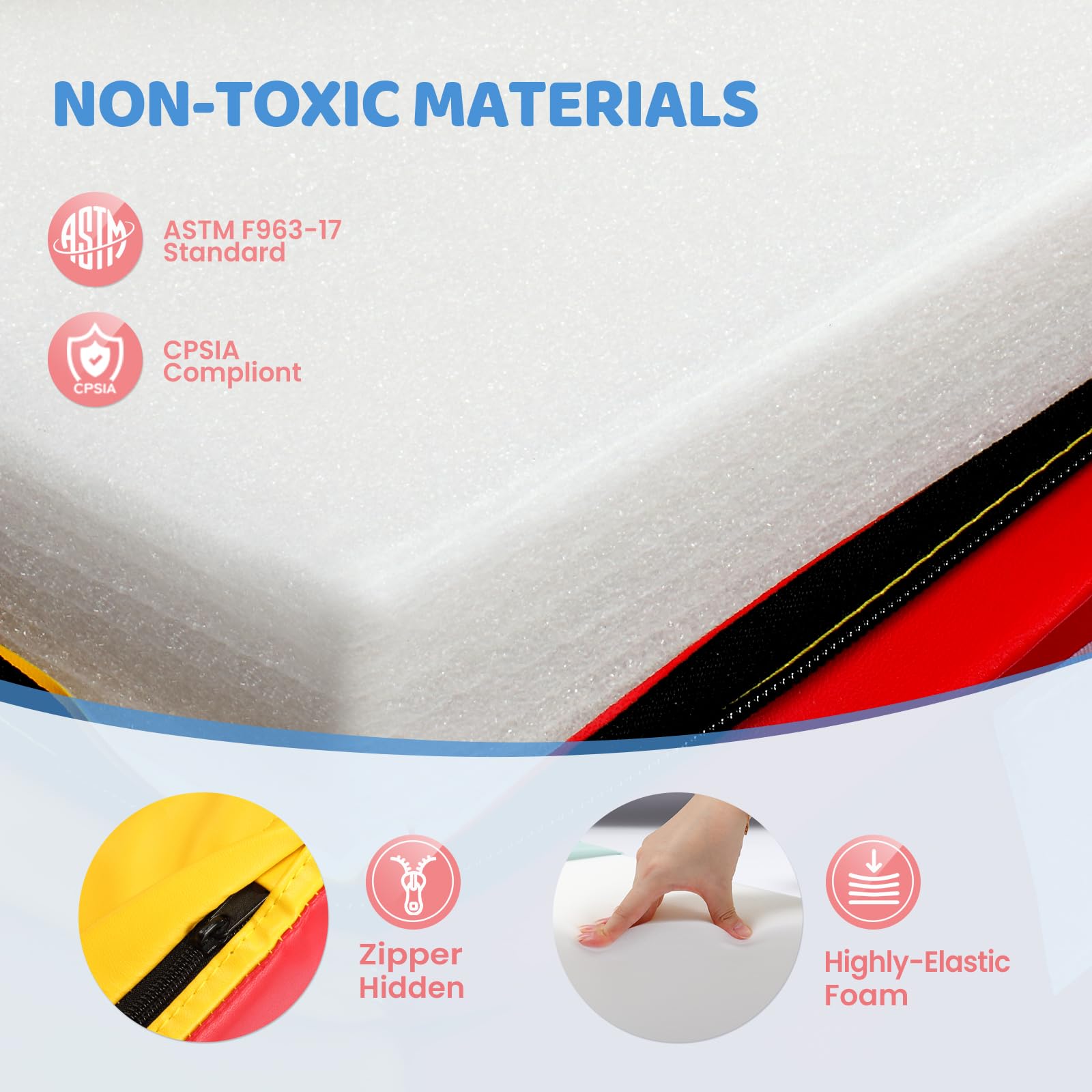 JOYMOR 5-Piece Foam Climbing Blocks for Toddlers with PU Leather