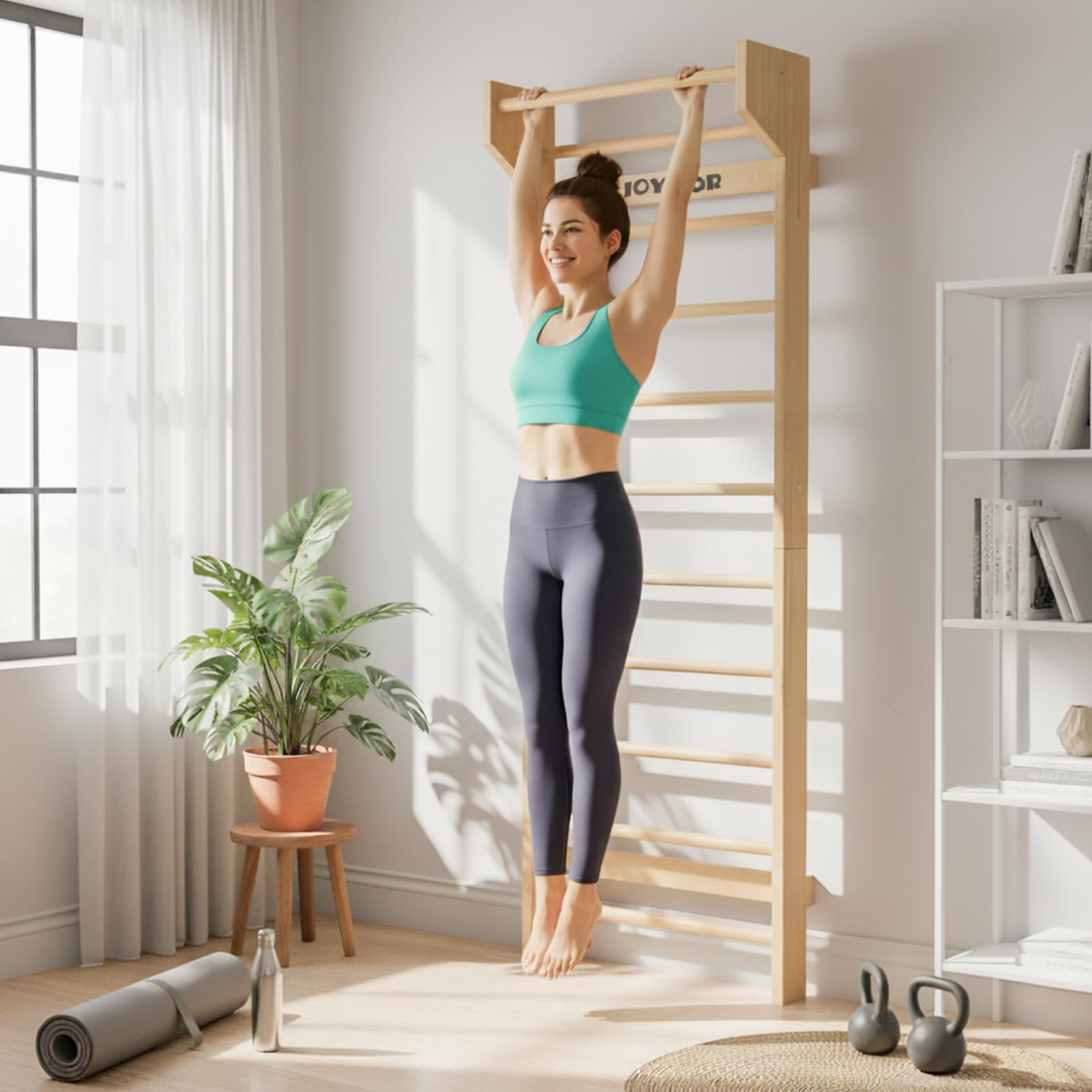 JOYMOR Fitness Swedish Ladder Physical Gymnastics Wood Stall Bar