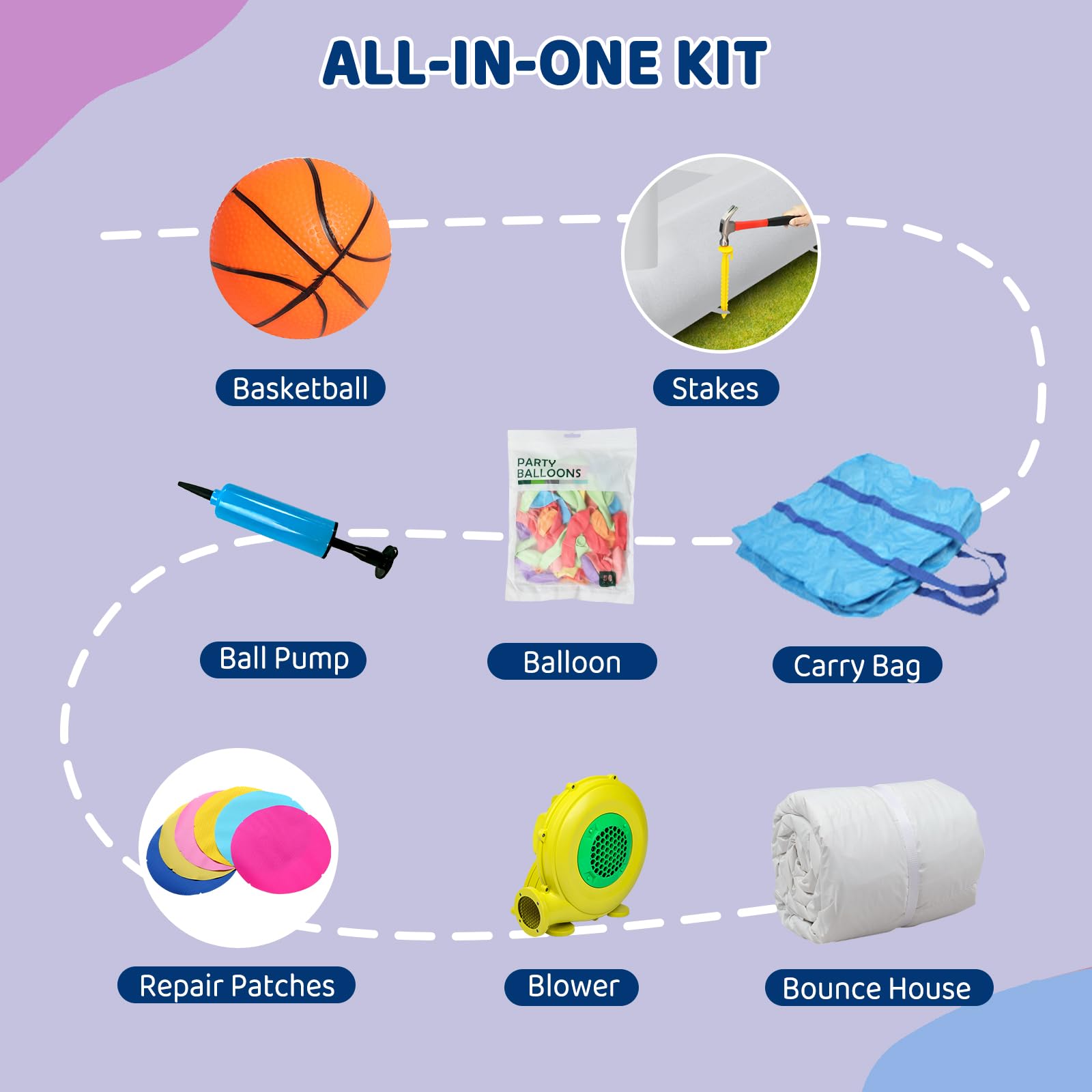 JOYMOR Giant Inflatable Bounce House for Kids w/Balloons-Wedding Style