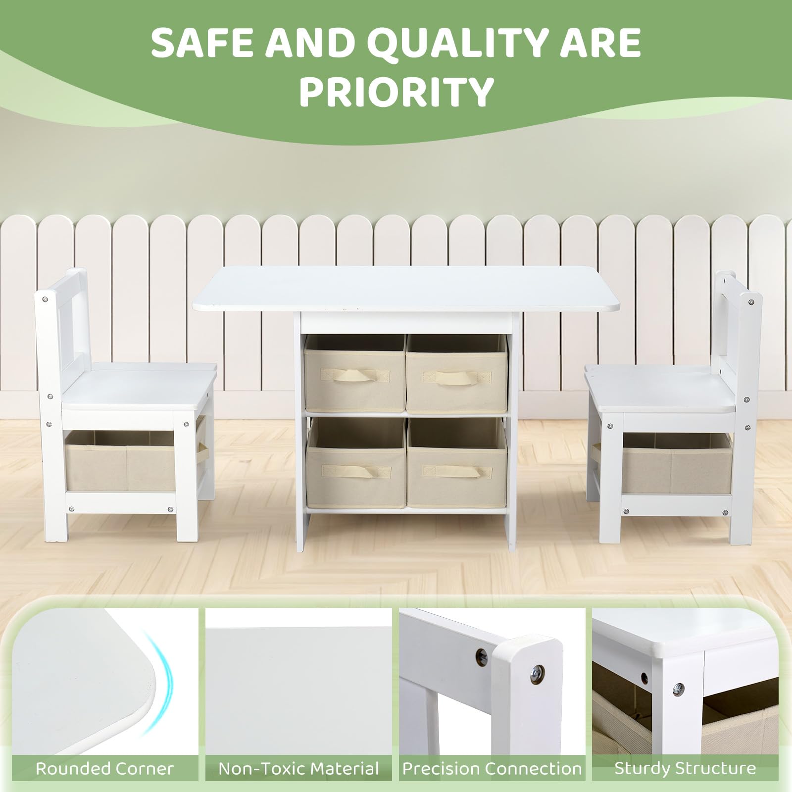 JOYMOR Kids Table and Chairs Set with Removable Storage Drawers