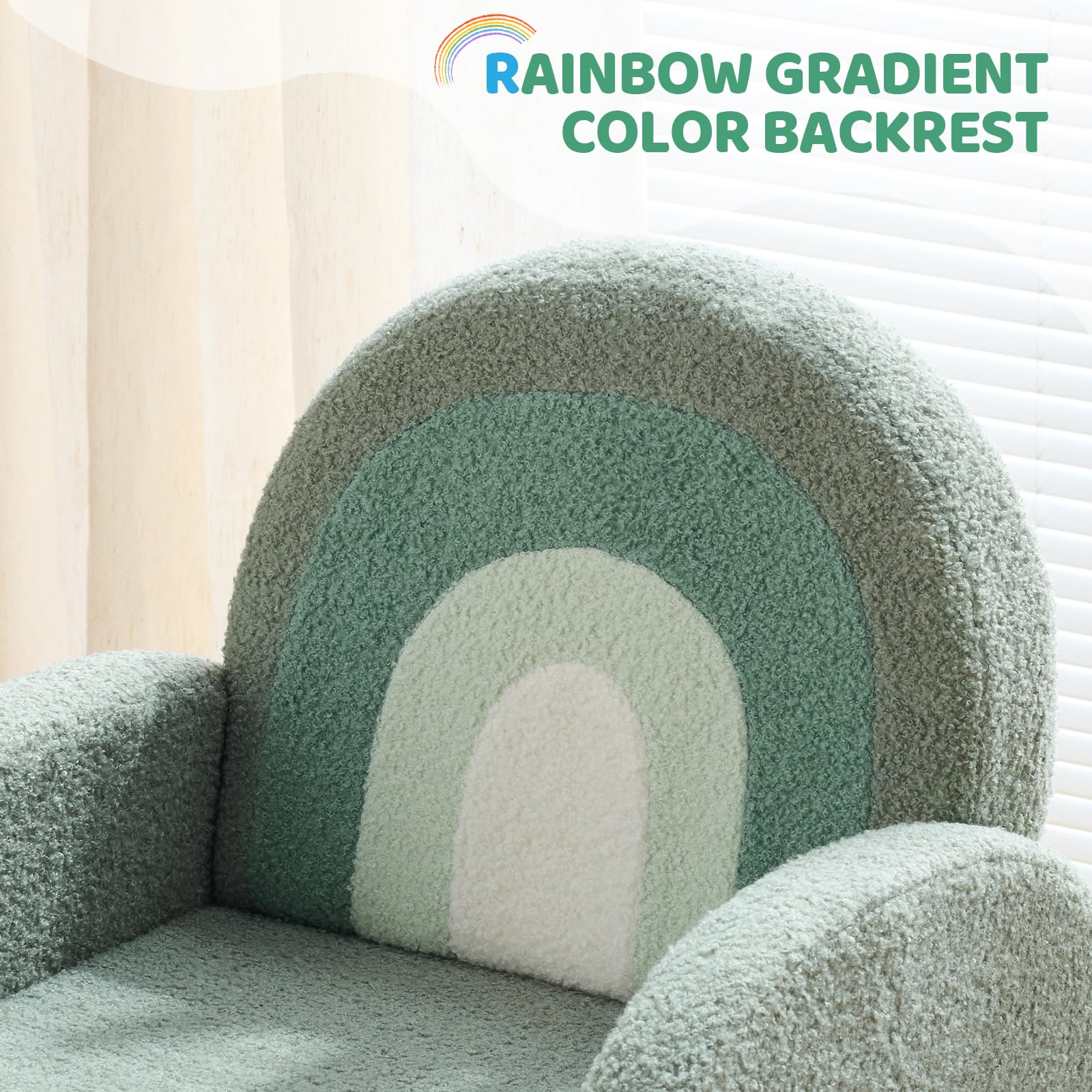 JOYMOR Kids Armchair Toddler Sofa with Teddy Fleece