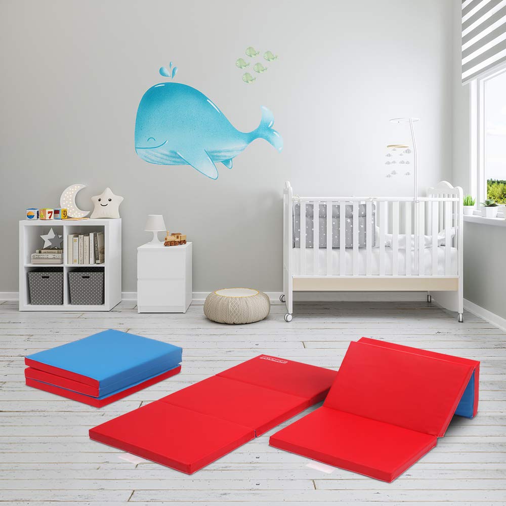 JOYMOR 2" Foldable Thick Rest Mat with Name Tag Holder Portable Toddler Mat